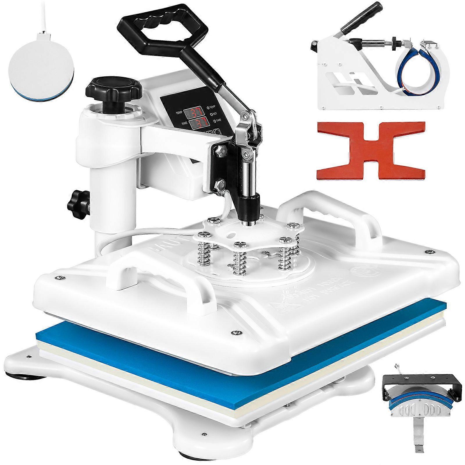 热压机 12 x 15 英寸 5 合 1 热压机 1250W 热压机 360 度旋转，适用于 DIY 鞋子、帽子和 T 恤