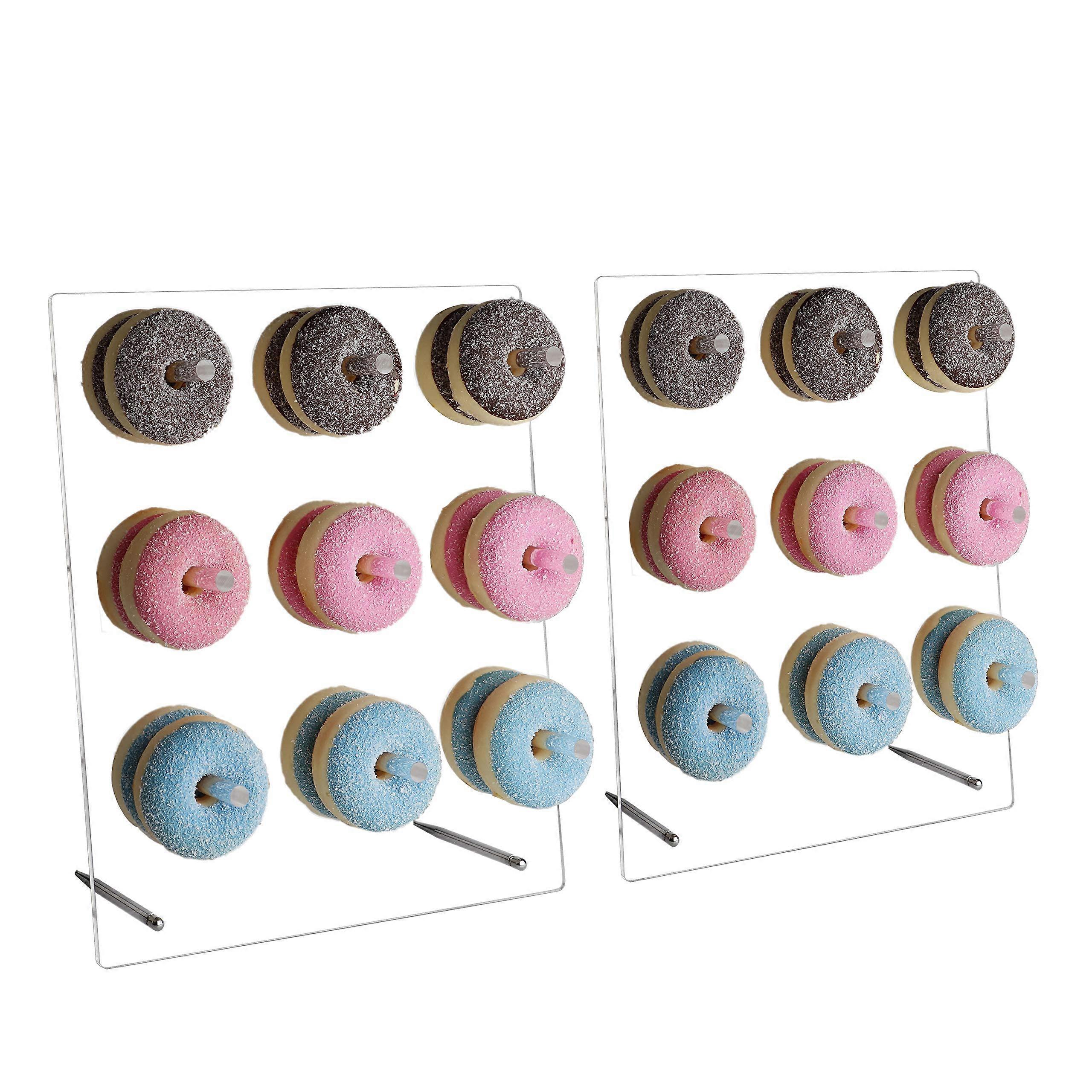 2 Pack Clear Donut Stands for Party with Capacity for 54 Pcs Donuts