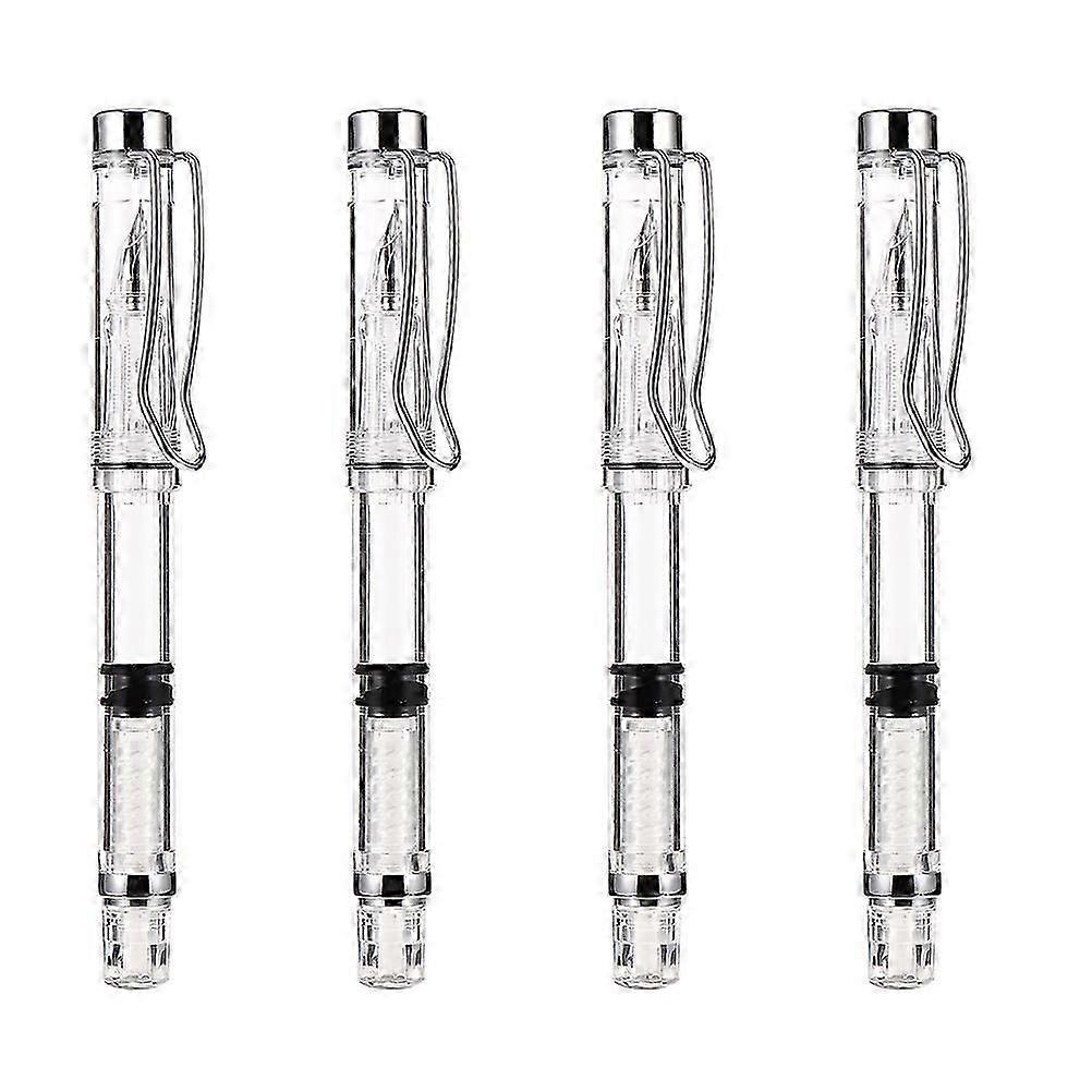 4Pcs Füllfederhalter mit Tintenabsorber Transparenter Tintenstift Studenten Schreibstift