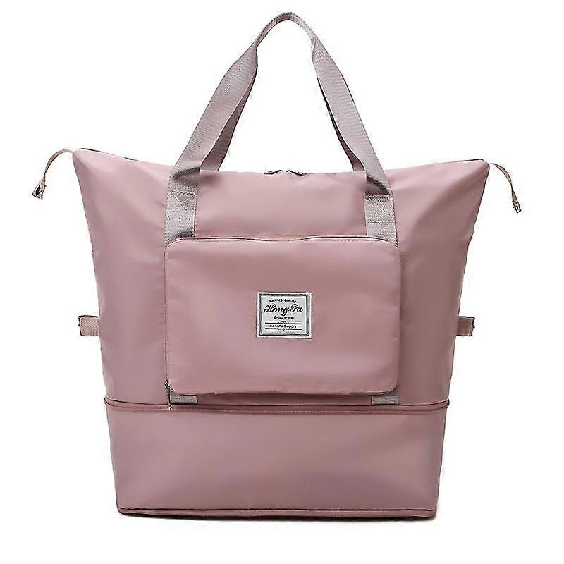 Pink Color-Adjustable Women Men Travel Bag, Lightweight Foldable Duffel Bag, Weekend Bag Large Foldable Tote Bag, Water Resistant Large Capacity Carry