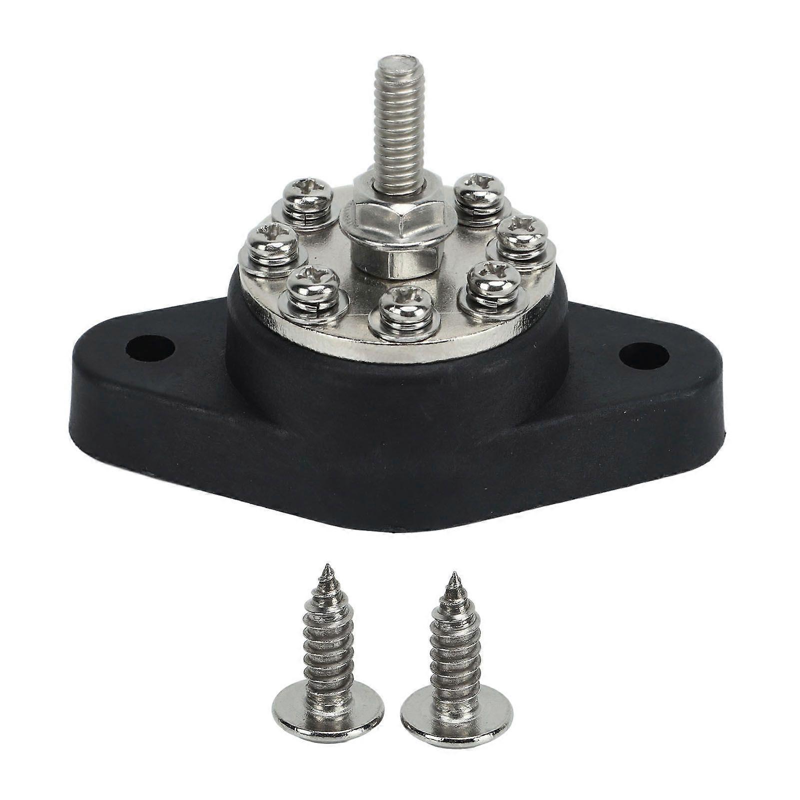 1 / 4in svart M6 Single Stud Power Distribution Terminal 12V 48V batteri Junction Post Bus Bar Block Stud for biler RVs Skip Lastebiler