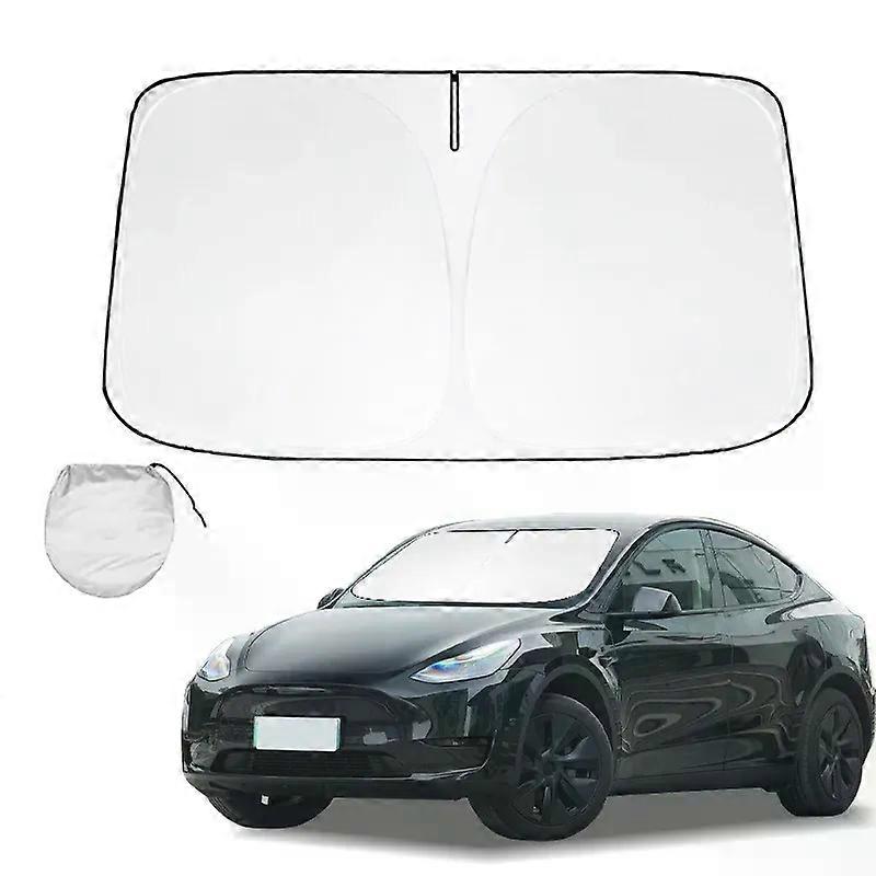 Windshield Sun Shade For Tesla Model Y Sunshade Sun Visor Protector Foldable Blocks UV Rays Keep Your Car Cooler