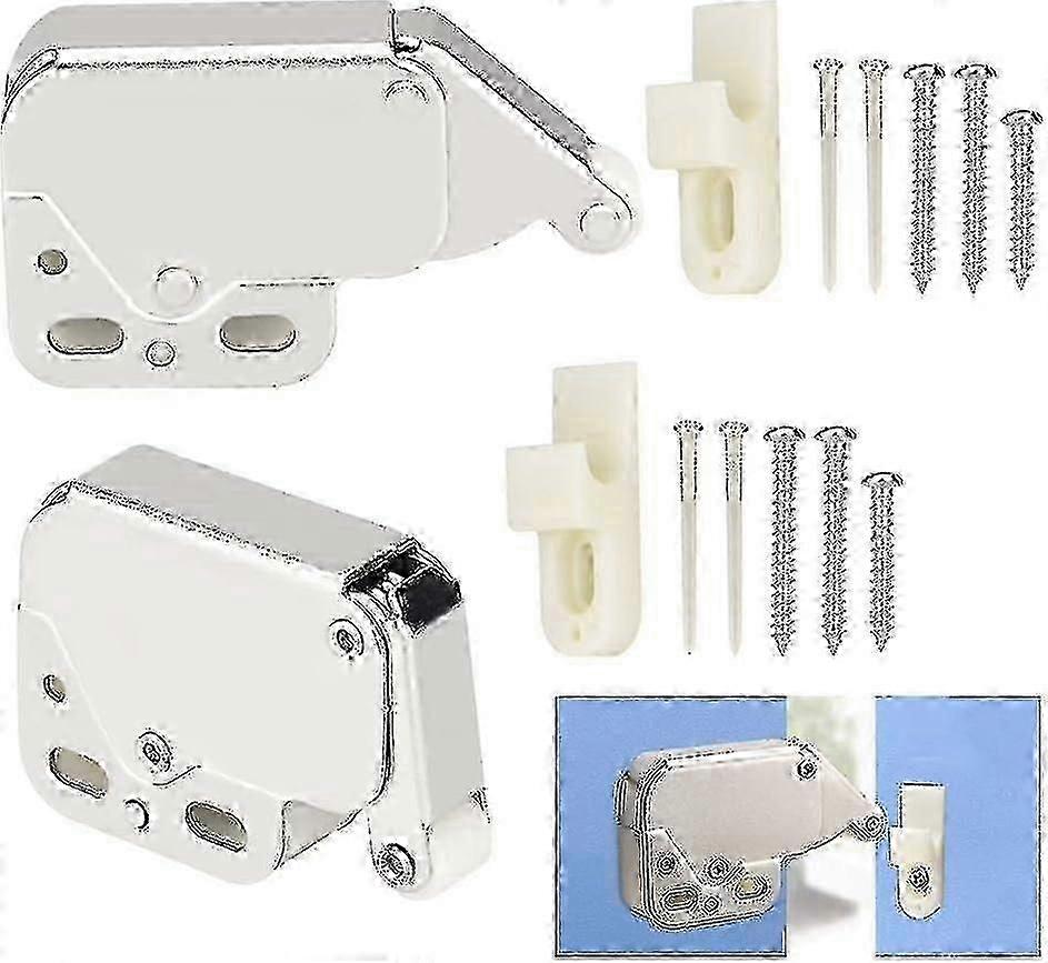2 Pcs Mini Latch Automatic Spring Catch, Touch Open with Automatic for Kitchen Cabinet Cupboard Wardrobe Door