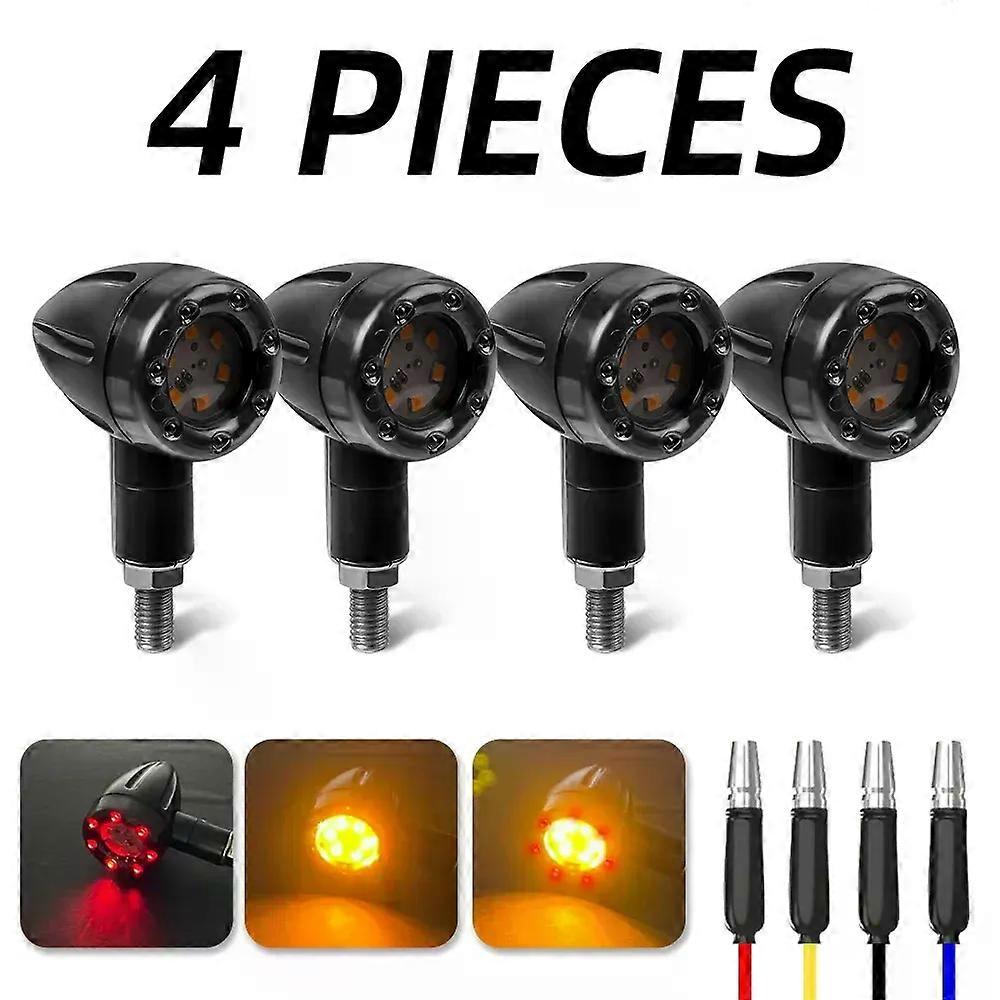 Motorcycle LED Turn Signal Indicators Stop Light Mini Bullet Warning Lamp Blinker Light 12V compatible for Honda Suzuki Kawasaki AE