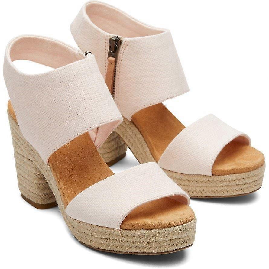 TOMS Majorca Platform Peach 100% Cotton Female Sandal Ladies Summer-8