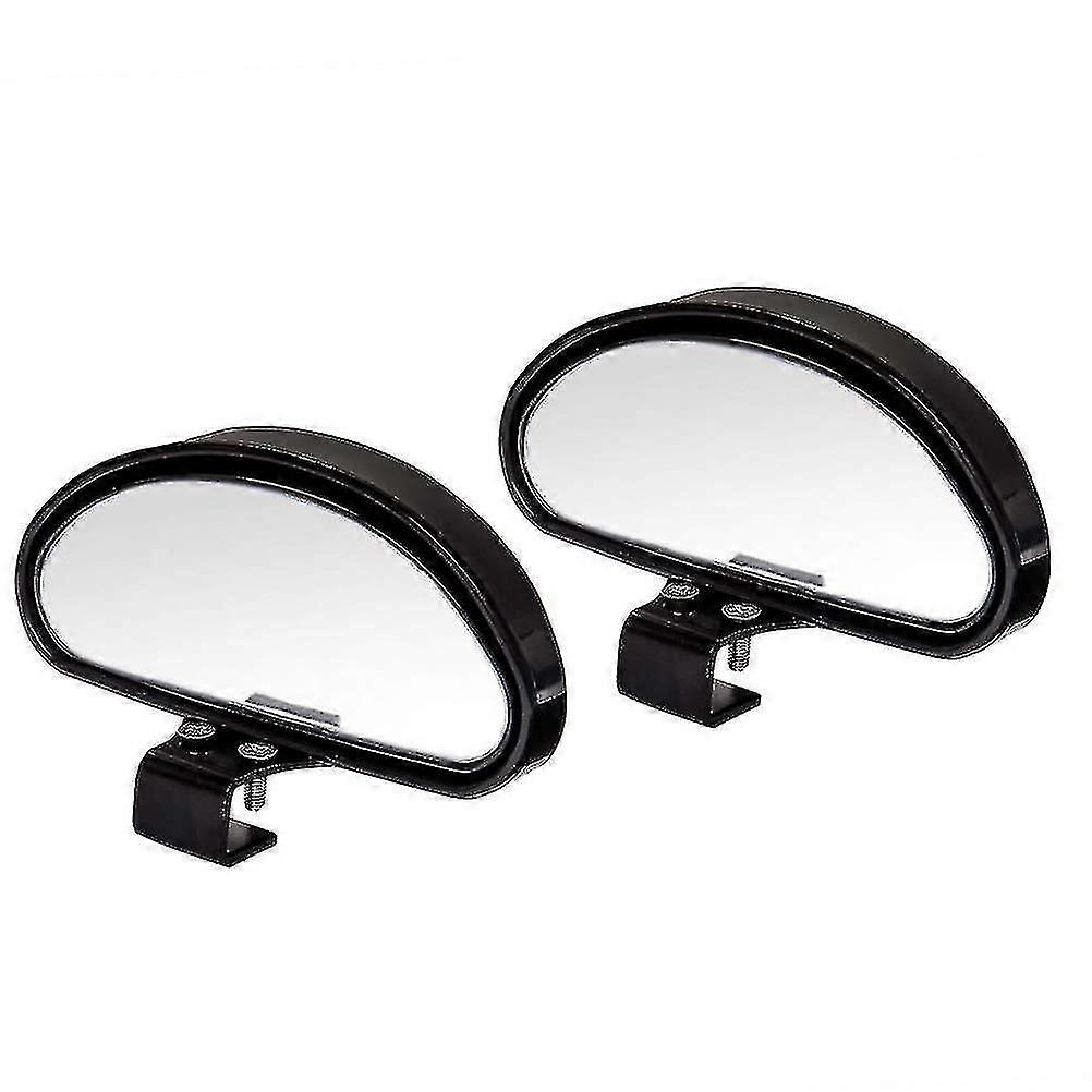 2pcs Blind Spot Mirrors Adjustable Car Auxiliary Universal Wide Angle Mirror For Universal Cars Black