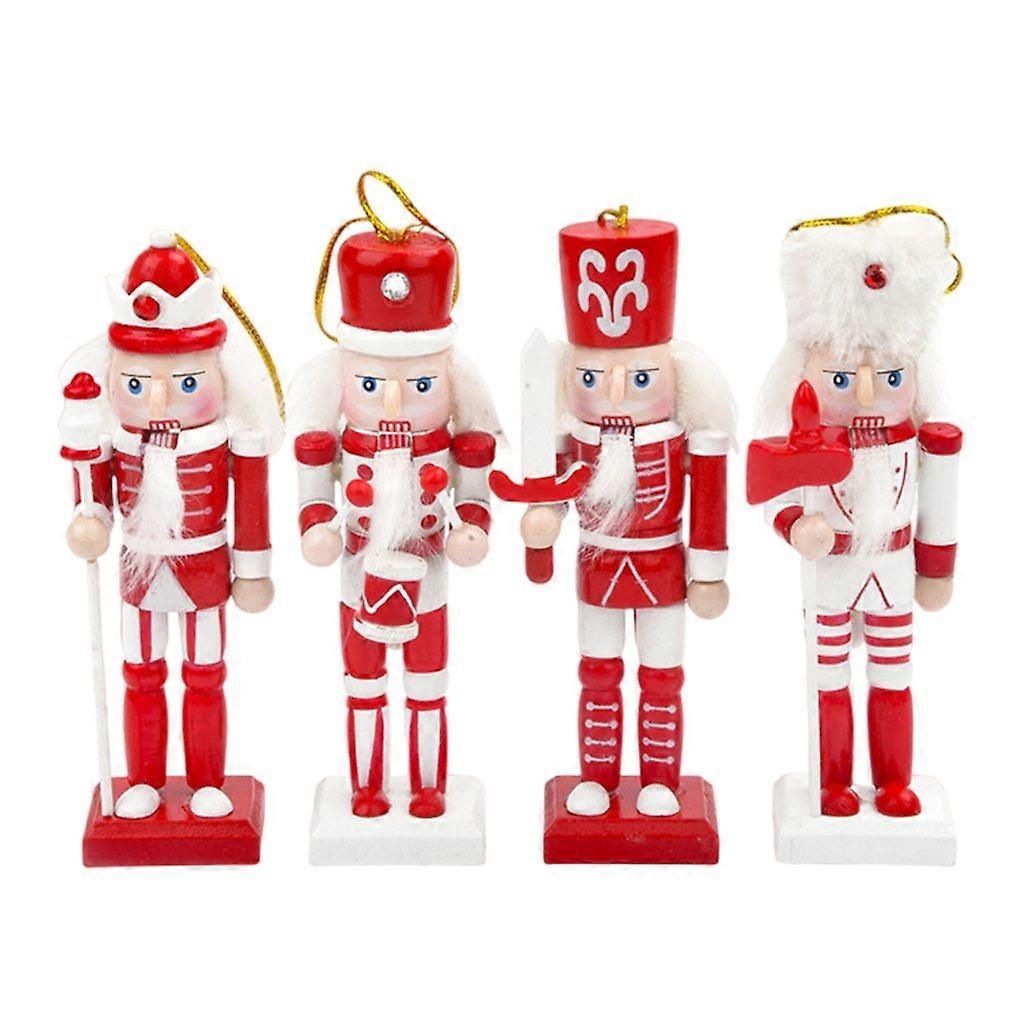 Christmas Decorations Nut Cracker King Figures Wood Walnutcracker Puppet 4PCS