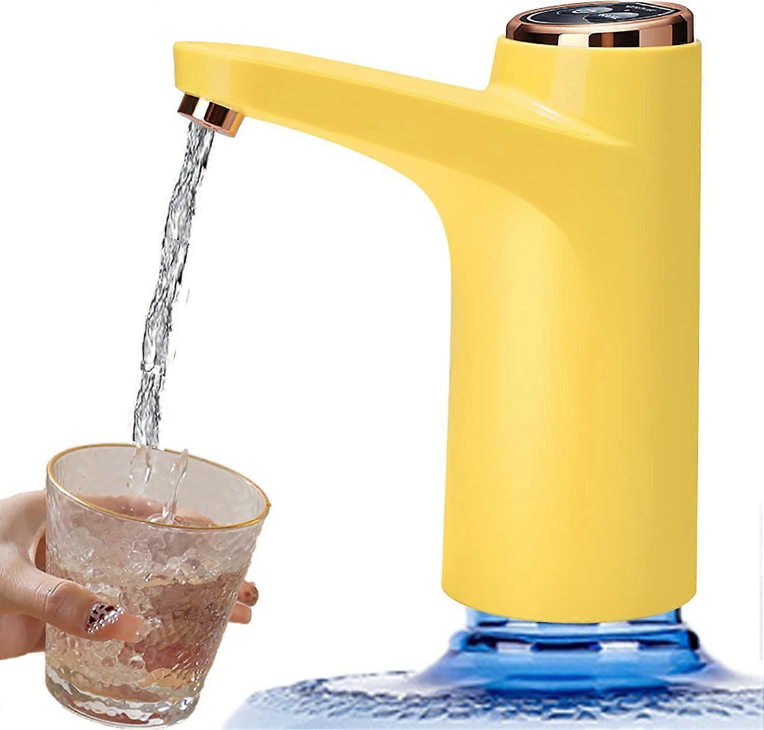 Water Bottle Pump 5 Gallon USB Charging Automatic Drinking Water Dispenser (yellow)