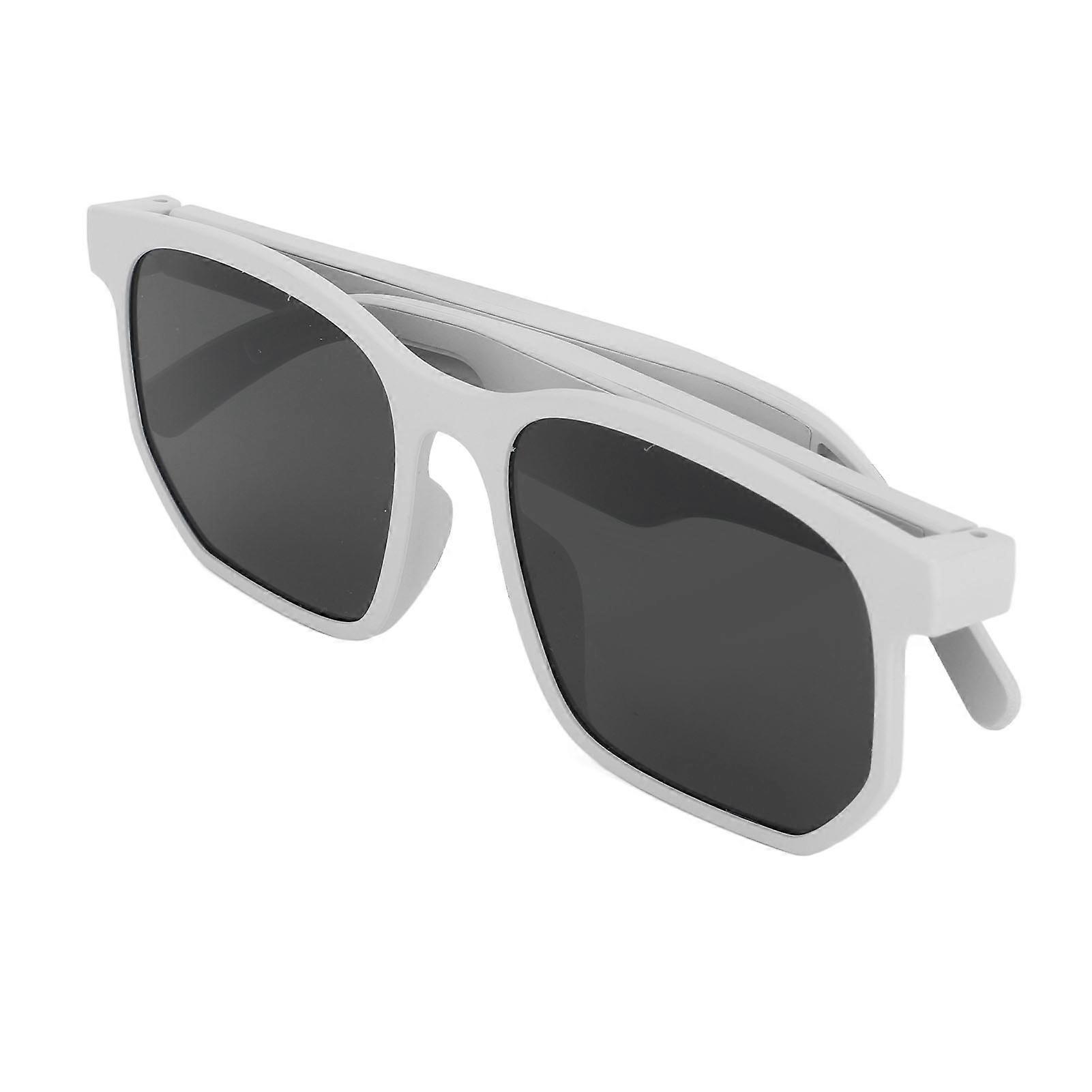 نظارات ذكية خفيفة الوزن نظارات تحدث الاستماع إلى الموسيقى بلوتوث 5.0 نظارات صوتية للمراهقين البالغين رمادي أبيض 