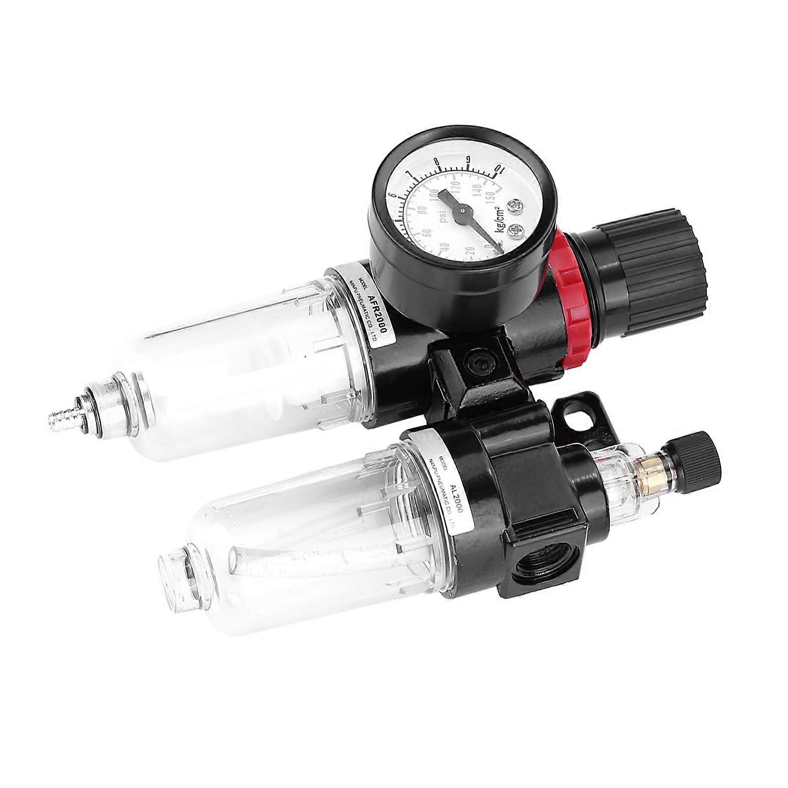 Pneumatic Air Pressure Filter Regulator, Lubricator, G1/4 Water and Trap for Air Compressor 0.05 0.85 MPa