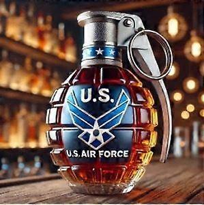 Military Hand Grenade Whiskey Bottle 2025 Engraved Hand-Grenade Shape Glass,Leak-Proof & Durable Whiskey Decanter Military Collection Veteran Gifts