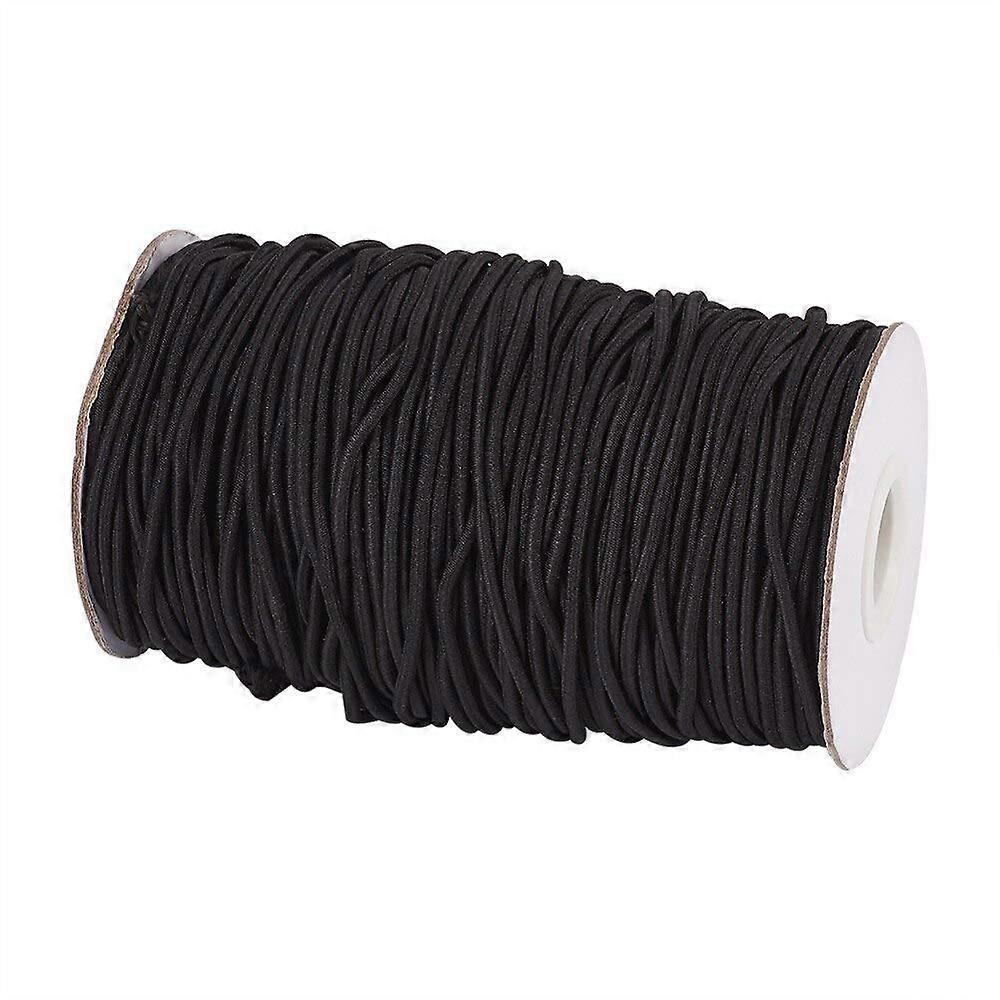 Elastic Cord Strap 2mm x 100 Meter, Black Round Stretchy Ear Loop Strap for DIY Crafts and Comfortable Ear Ties