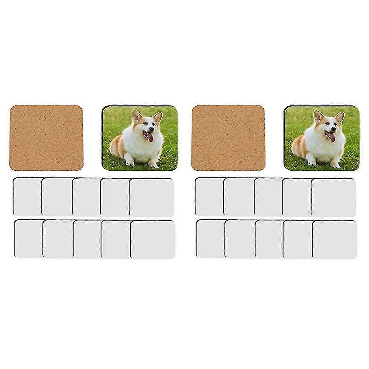 24 Pcs Sublimation Square Coaster Blanks Bulk MDF Blanks Hardboard Cork Coasters Blank MDF Cork Coa