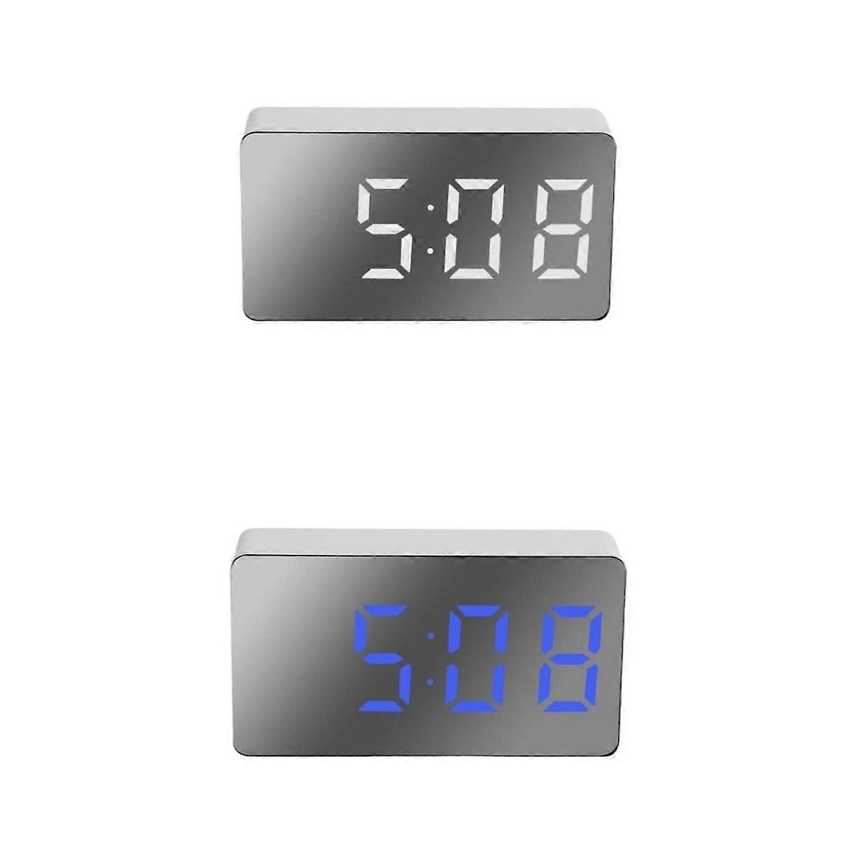 2 Pieces Large Mirror LED Clock USB Charging Desk Clocks to