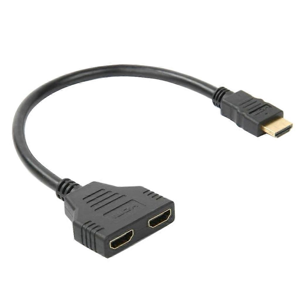 Cablu HDMI de înaltă definiție compatibil, un mascul și două femele, cablu adaptor compatibil HDMI unu-la-doi, 0,3 m, multicolor
