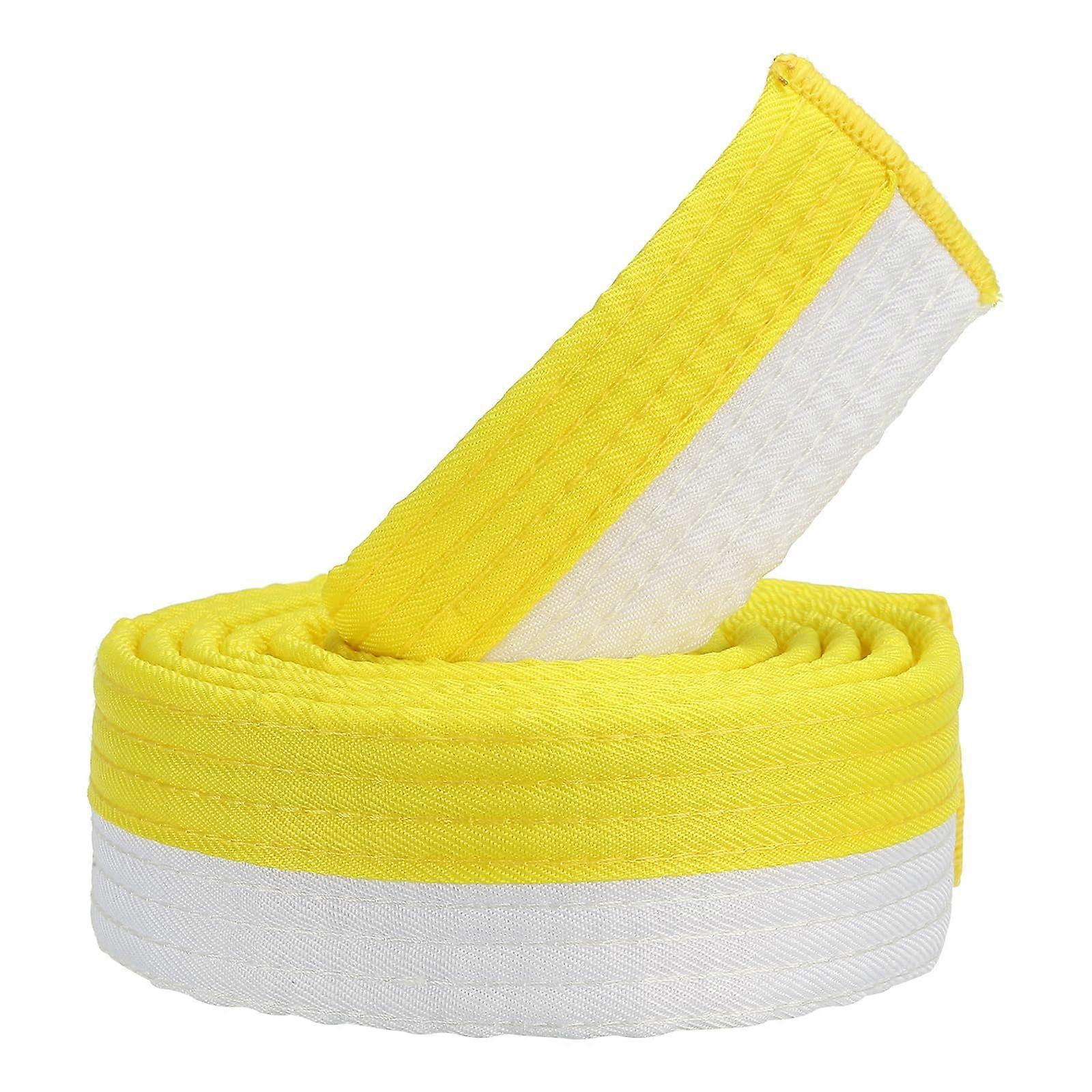 Taekwondo Coloured Rank Belt, 1.6 x 5.2 Ft 1.6 M Polyester Martial Arts Judo Karate Belt for Teaching Practice, White/Yellow