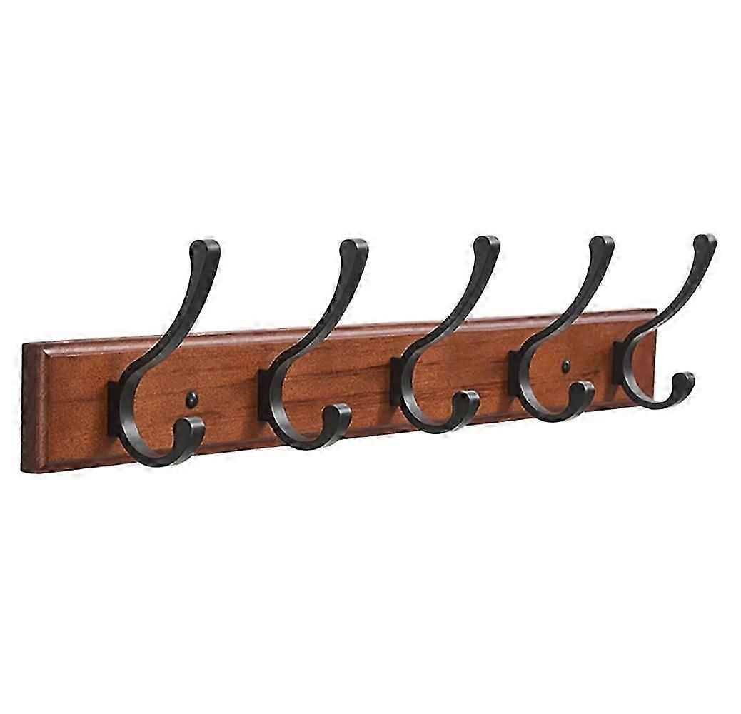 Garderobenleiste zur Wandbefestigung mit 5 Haken, Helles Walnussholz, 1 Leiste