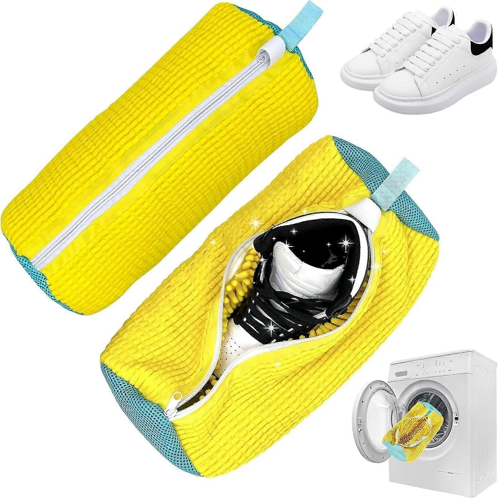 Sneaker Wash Bags Set of 2, Reusable Washing Machine Shoe Wash Bags with Zip, Durable Mesh Material for All Shoe Sizes