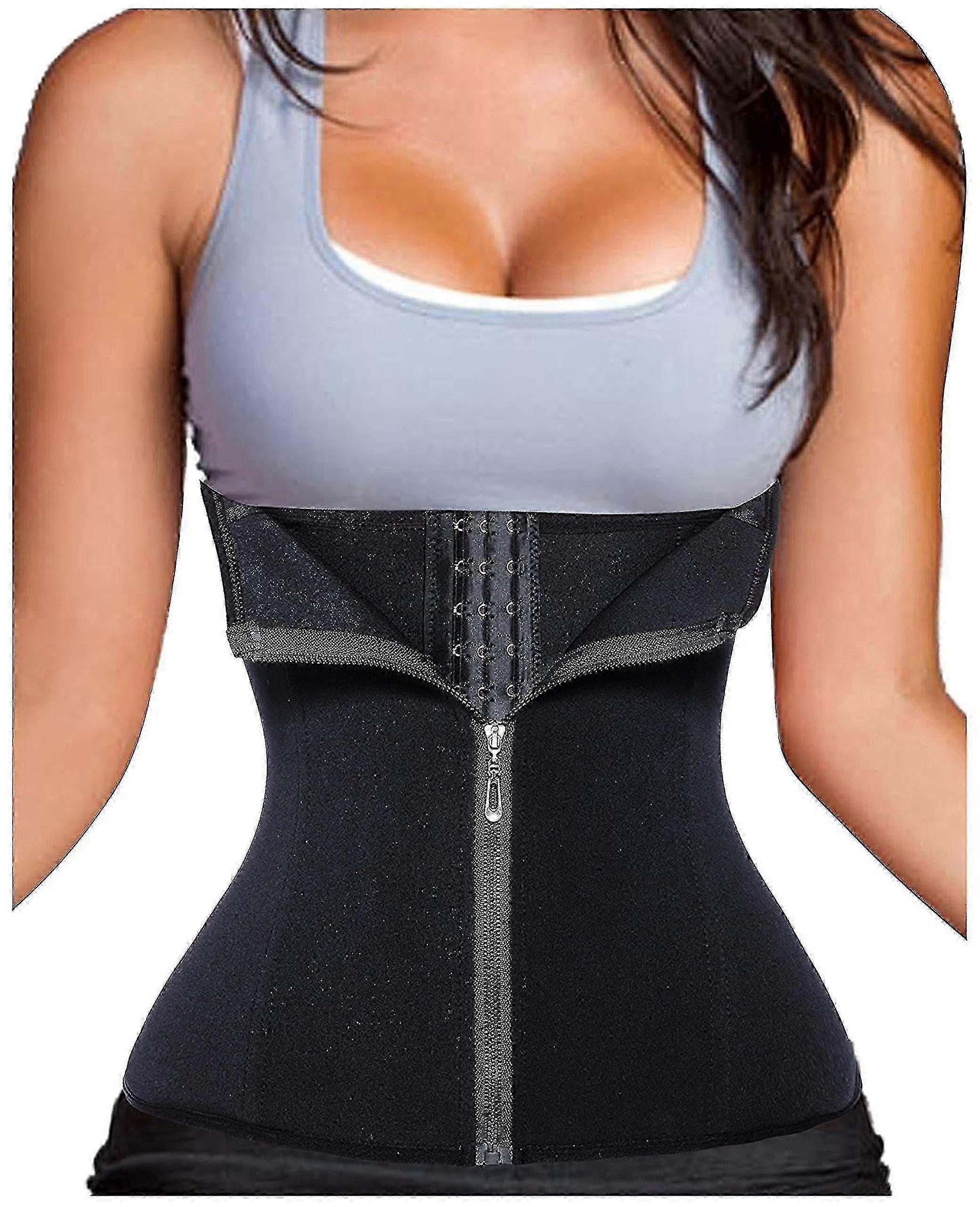 Steel Boned Sport Waist Trainer Corset with 3 Clasps & Zipper for Tummy Control Workout Body Shaping