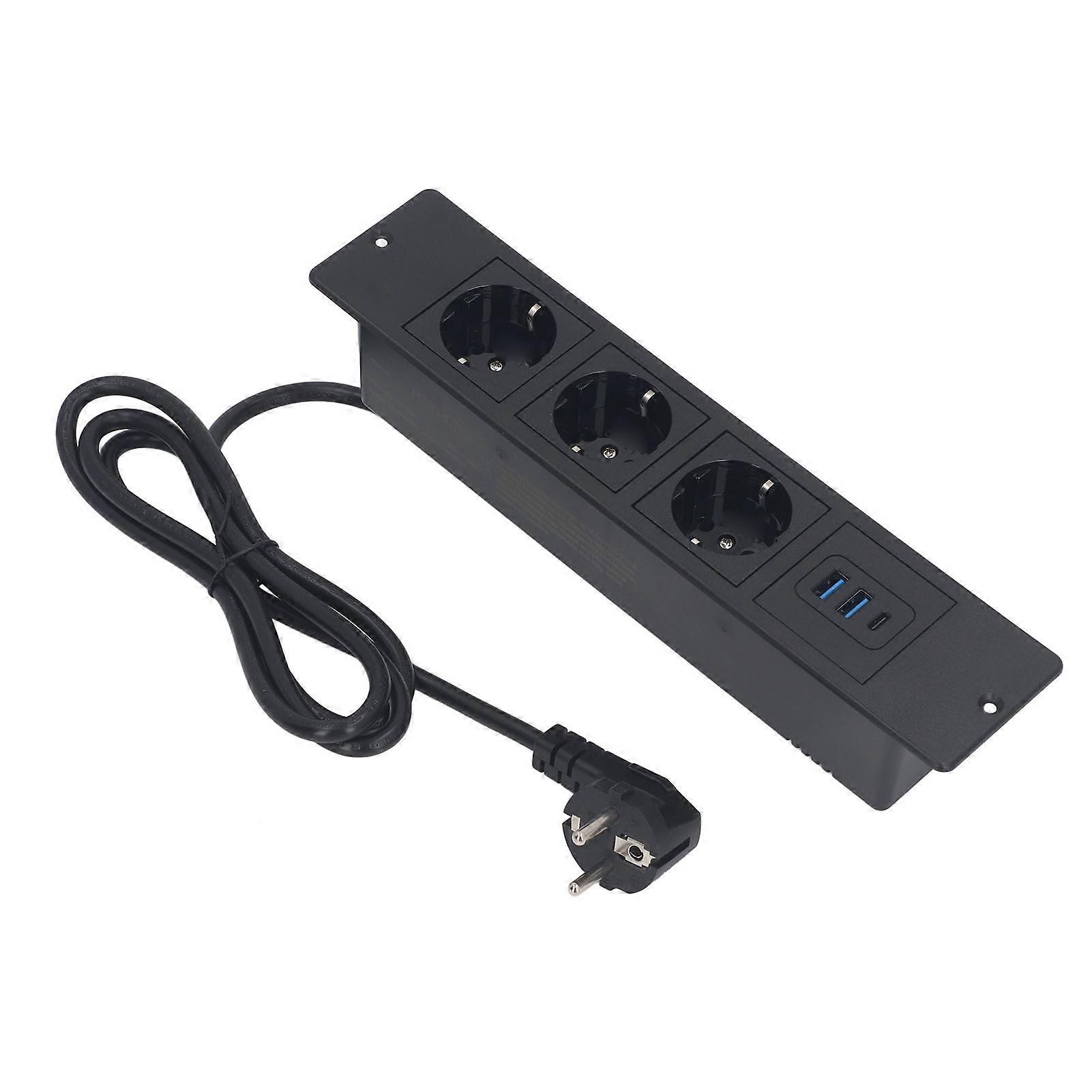Recessed Power Strip 3xOutlets 2xUSB A 1xUSB C PD20W Ports Table Socket with 1.5M Cord  Standard