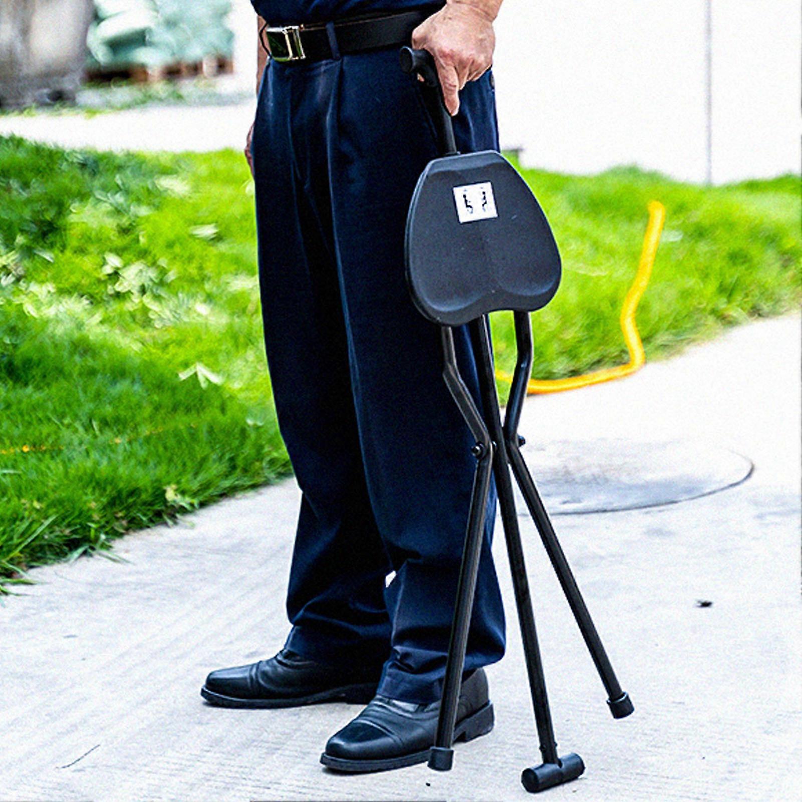 שרפרף מקל חצובה נייד רב תפקודי נגד החלקה סגסוגת אלומיניום מתקפל מקל הליכה עם מושב 