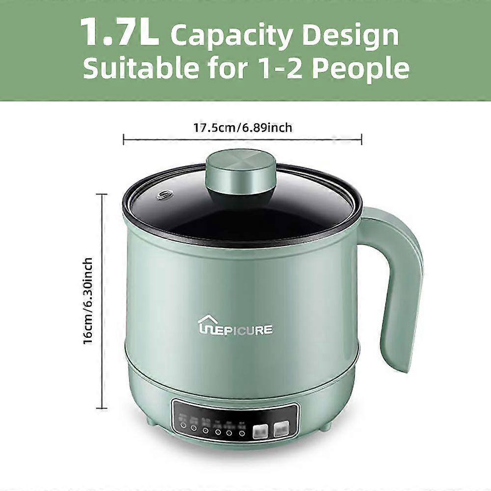 Aoresac Electric Pot 1.7L Non-stick Ramen Cooker Automatic Insulation/Timing for Cooking Pasta/Noodles/Steak/Egg