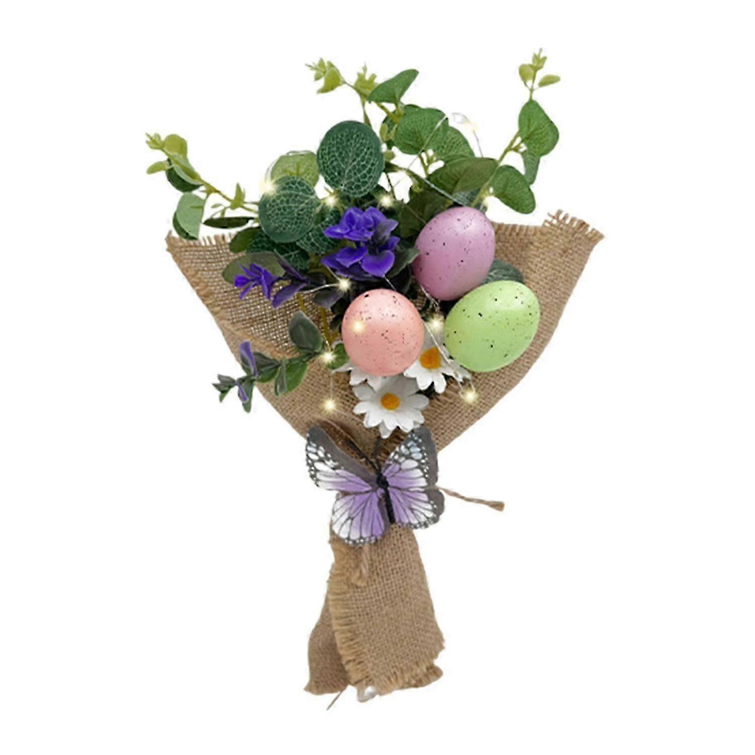 Handheld Spring Party Floral Stems with Speckled Easter Egg Decorations