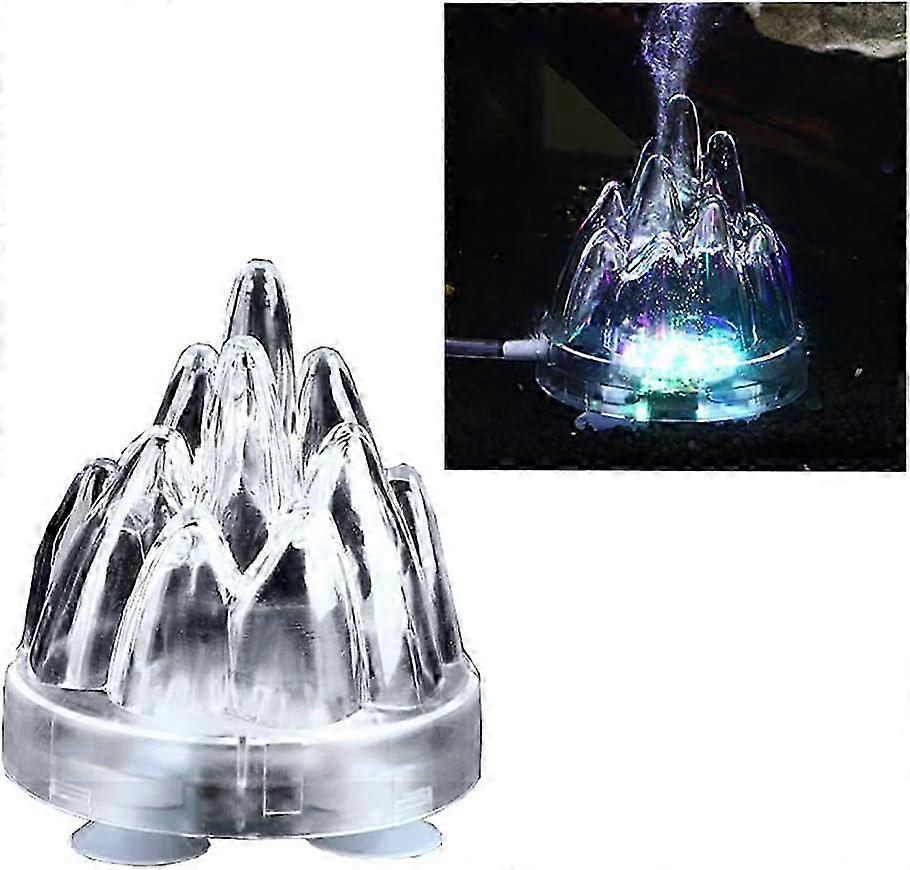 Aquarium Lighting Volcano Bubble Light Decorative Feature for Fish Tank (White Shell with Colorful Illumination)