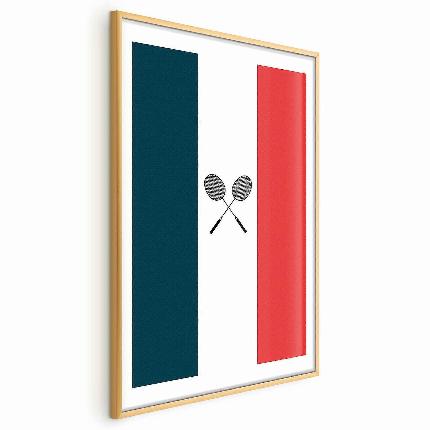 Plakat - Franske flag og sorte badmintonketchere