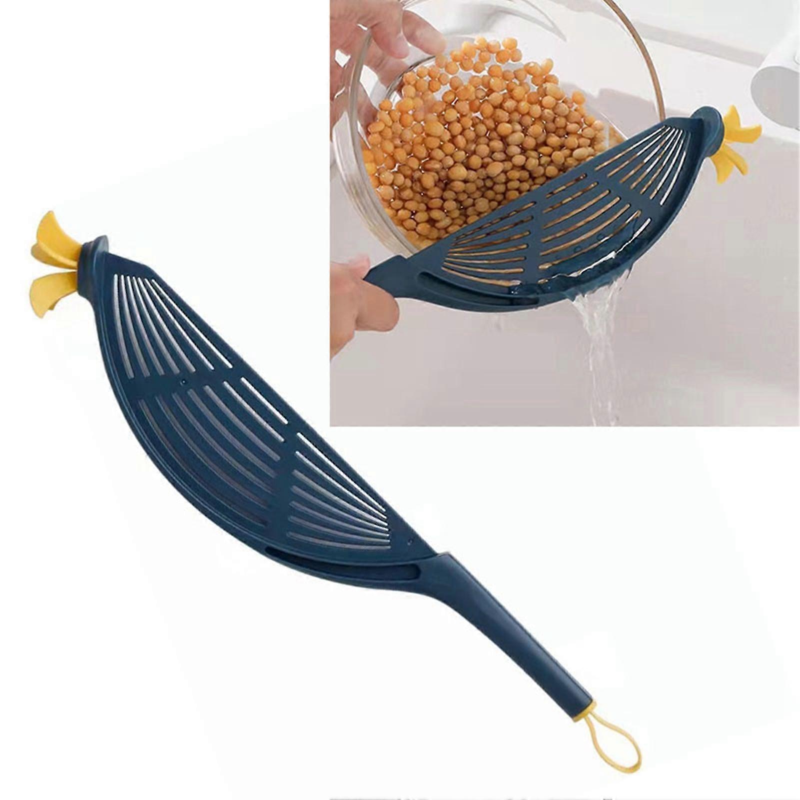 Plastic Rice Sieve Multifunctional Kitchen Strainer Baffle Tool Handheld Cleaning Filter for Rice Beans Peas 