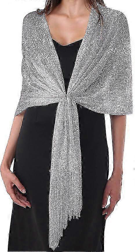 女性用シルバーグレーイブニングラップストールショール結婚式、パーティー、花嫁介添人、ウエディングスカーフ