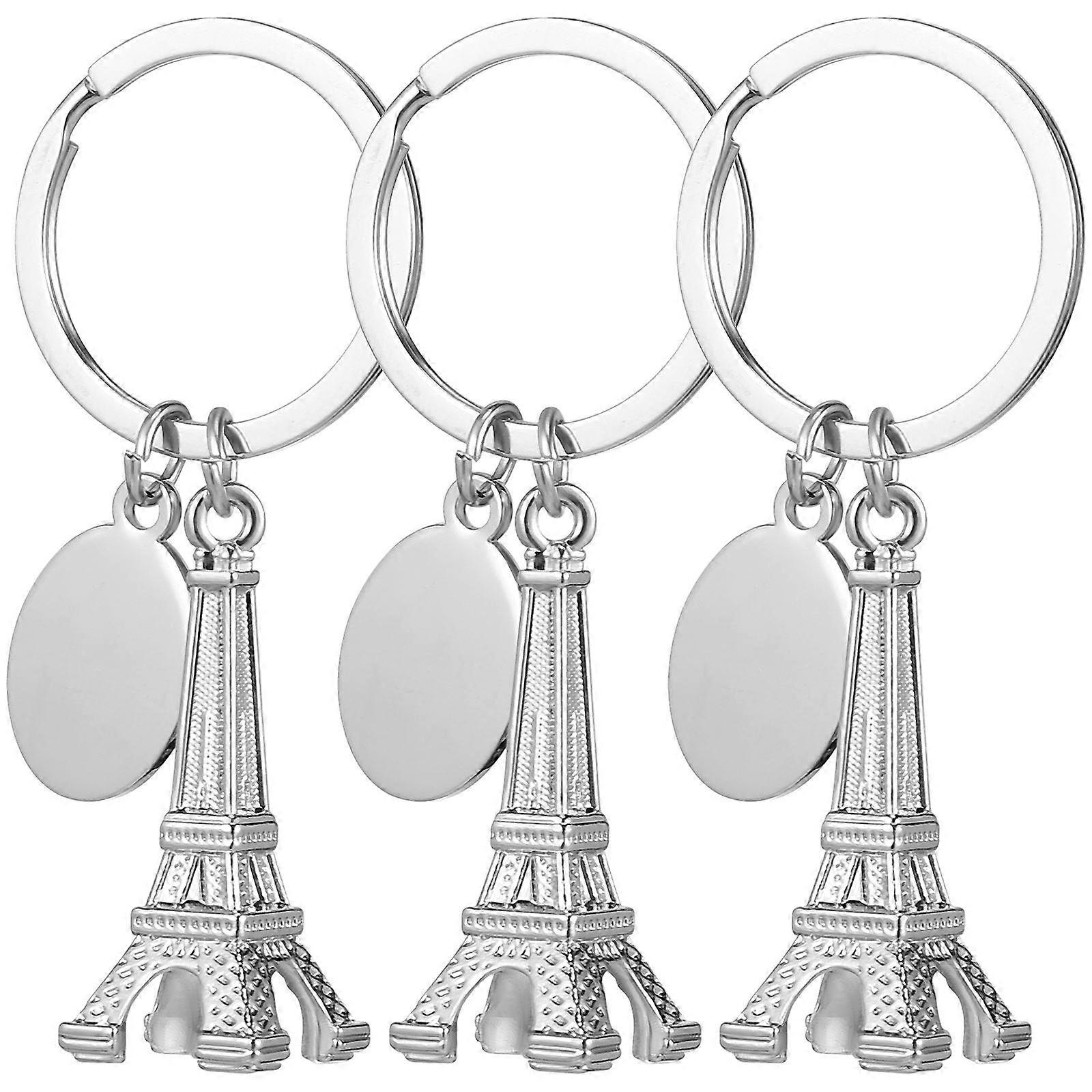 3pcs Eiffel Tower Metal Keychains Unique Key Rings for Backpack Purse Luggage Creative Decorative Pendant Sturdy Design