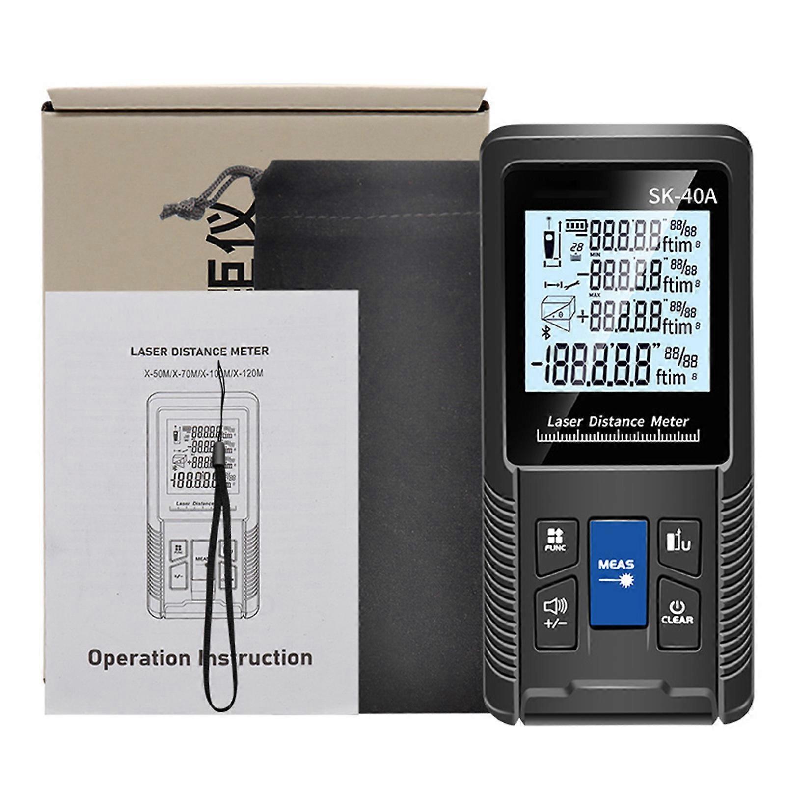 Intelligent Digital Rangefinder Distance Meter with Continuous Single Area Volume Pythagoras Measurement Modes IP54 Water Resistant