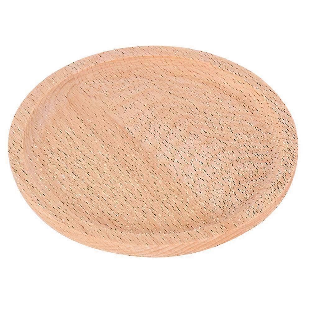 Handmade Beech Round Plate for Fruit Sushi Daily Tableware (24x24x2cm)