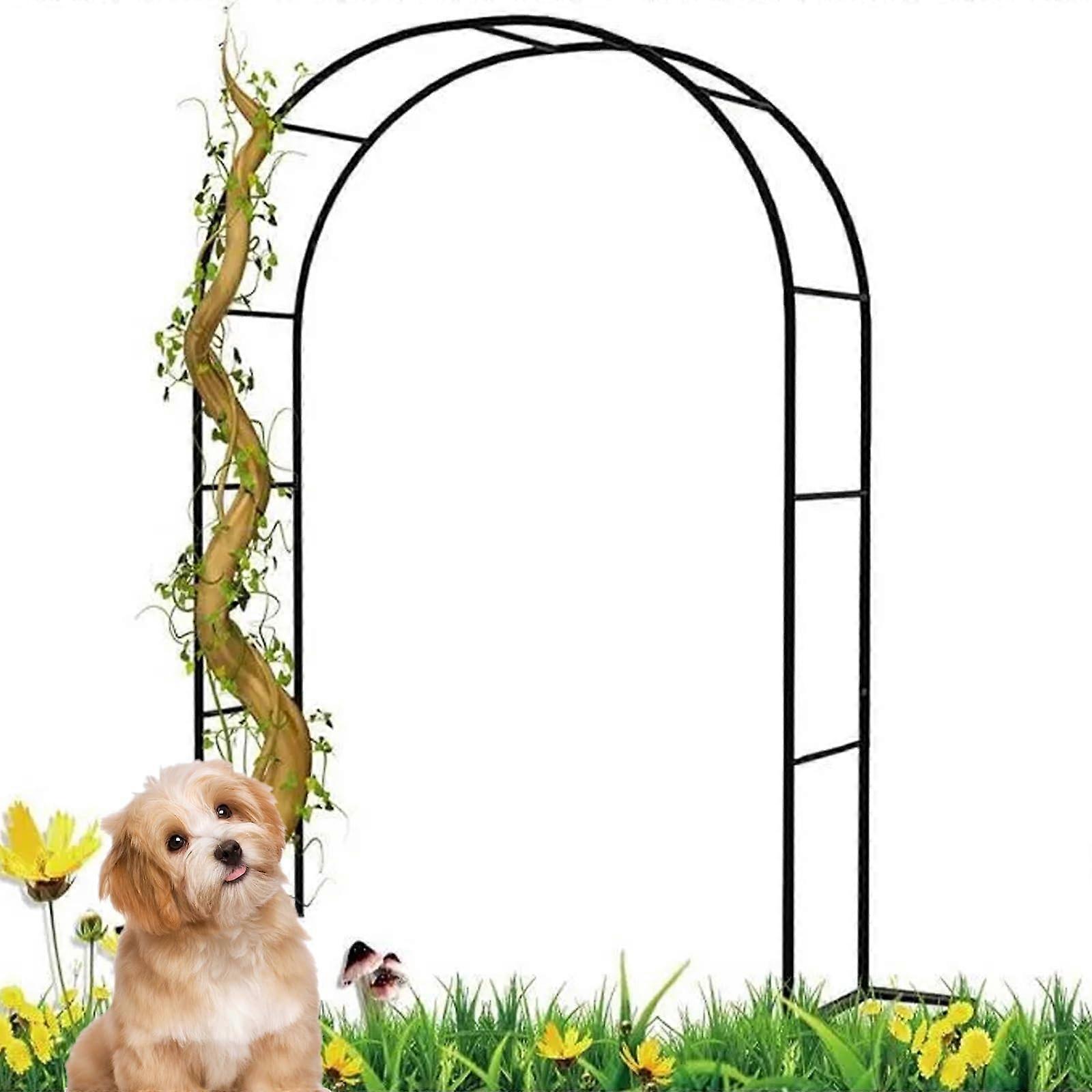 Gartenlaube aus Metall, Spalier für Kletterpflanzen, cremefarben (Schwarz)