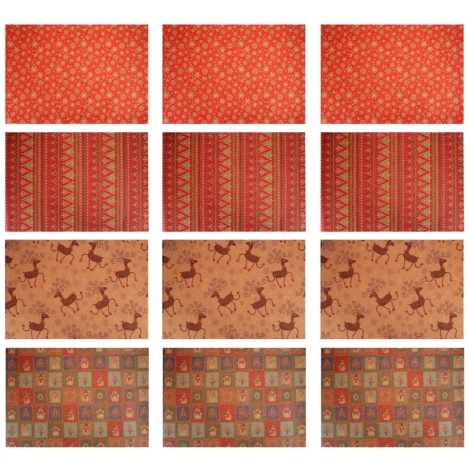 Floral Print Wrapping Paper present Wrapping Christmas Assorted Color 70x50cm Rectangular Festive Style 12Sheets