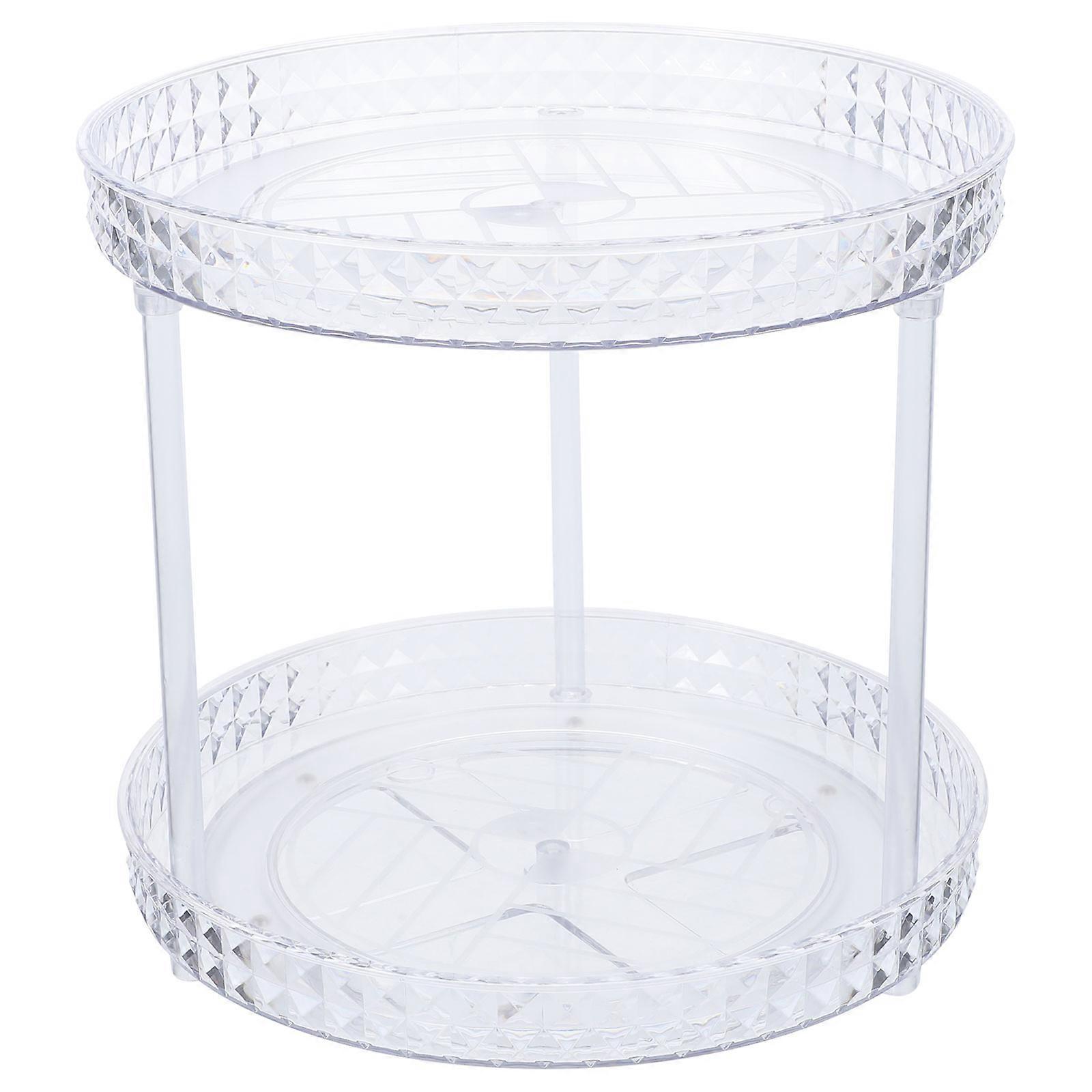 Double Layer Rotating Spice Tray Organizer for Seasoning Jars and Cosmetics, Space Saving Countertop Turntable Design for Home Vanity