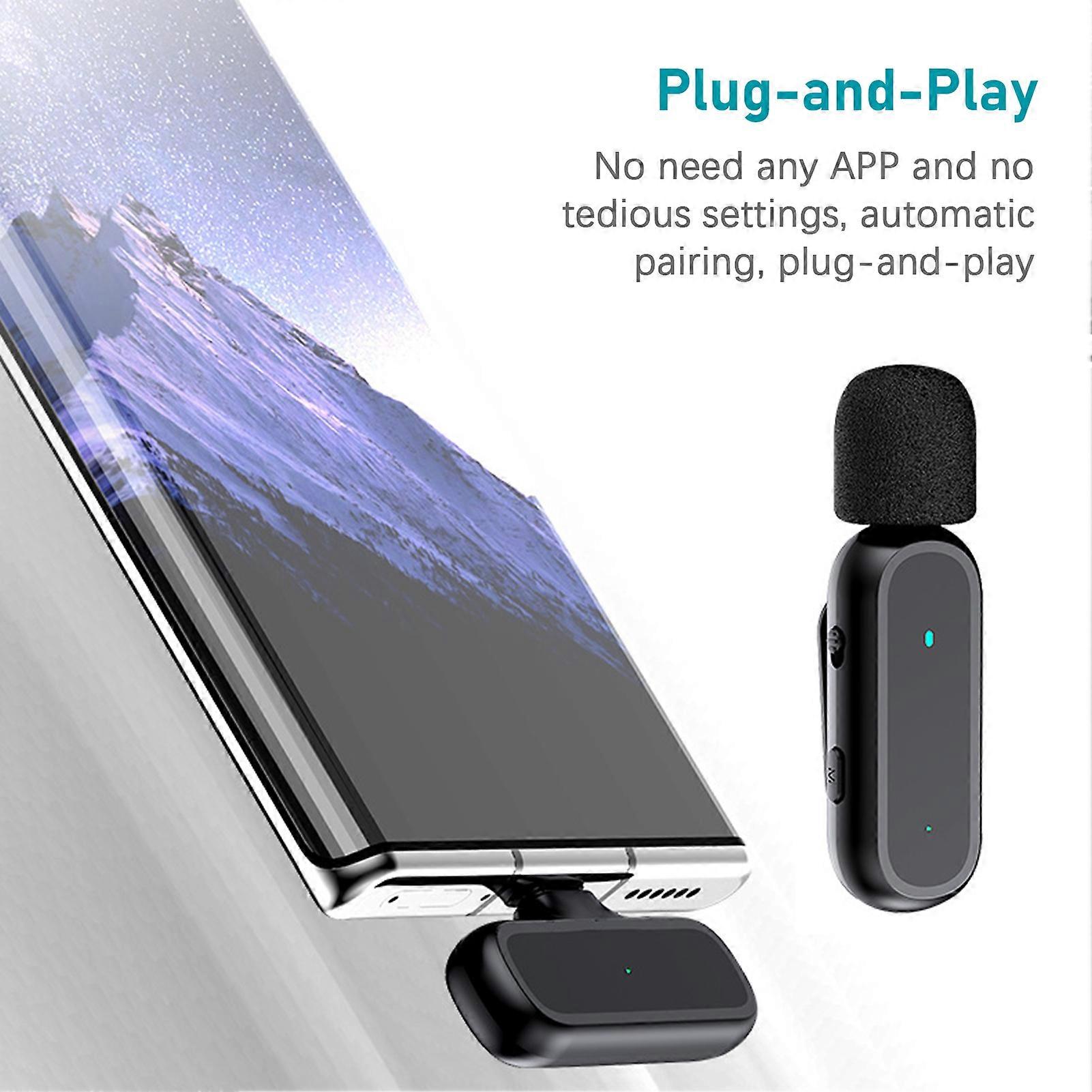 20M Range Wireless Clip-on Mic System for iPhone - Portable Vlog/Streaming/Interview Use