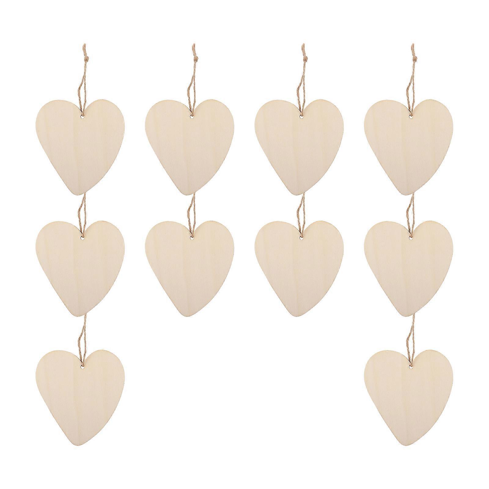 Heart Shaped DIY Wood Slices for Decor Light Brown Synthetic Material with Smooth Surface and Reserved Holes 10pcs