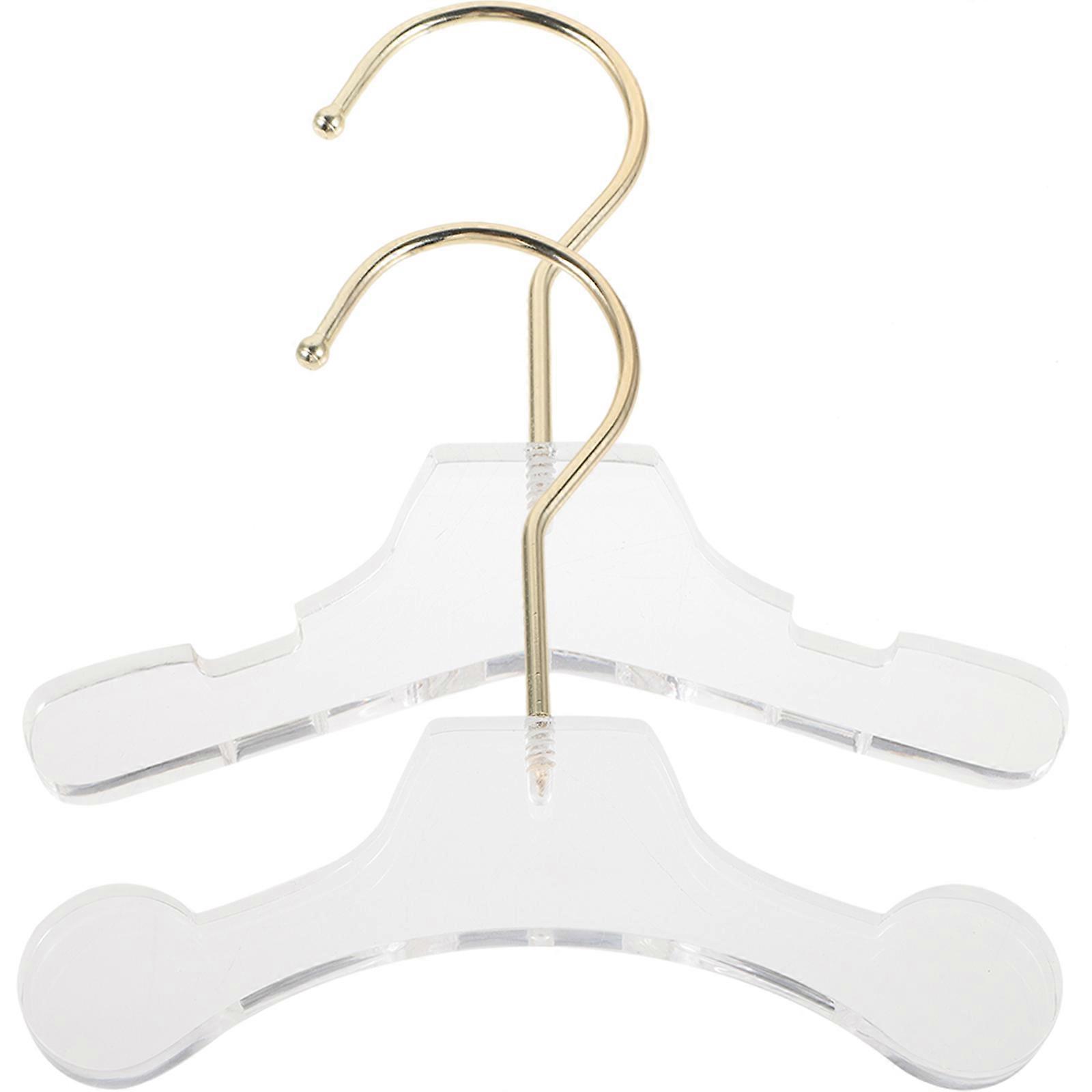 Pet Clothes Organizer Acrylic Small Hangers for Pet Square Head Curved 15x14cm Transparent 2Pcs