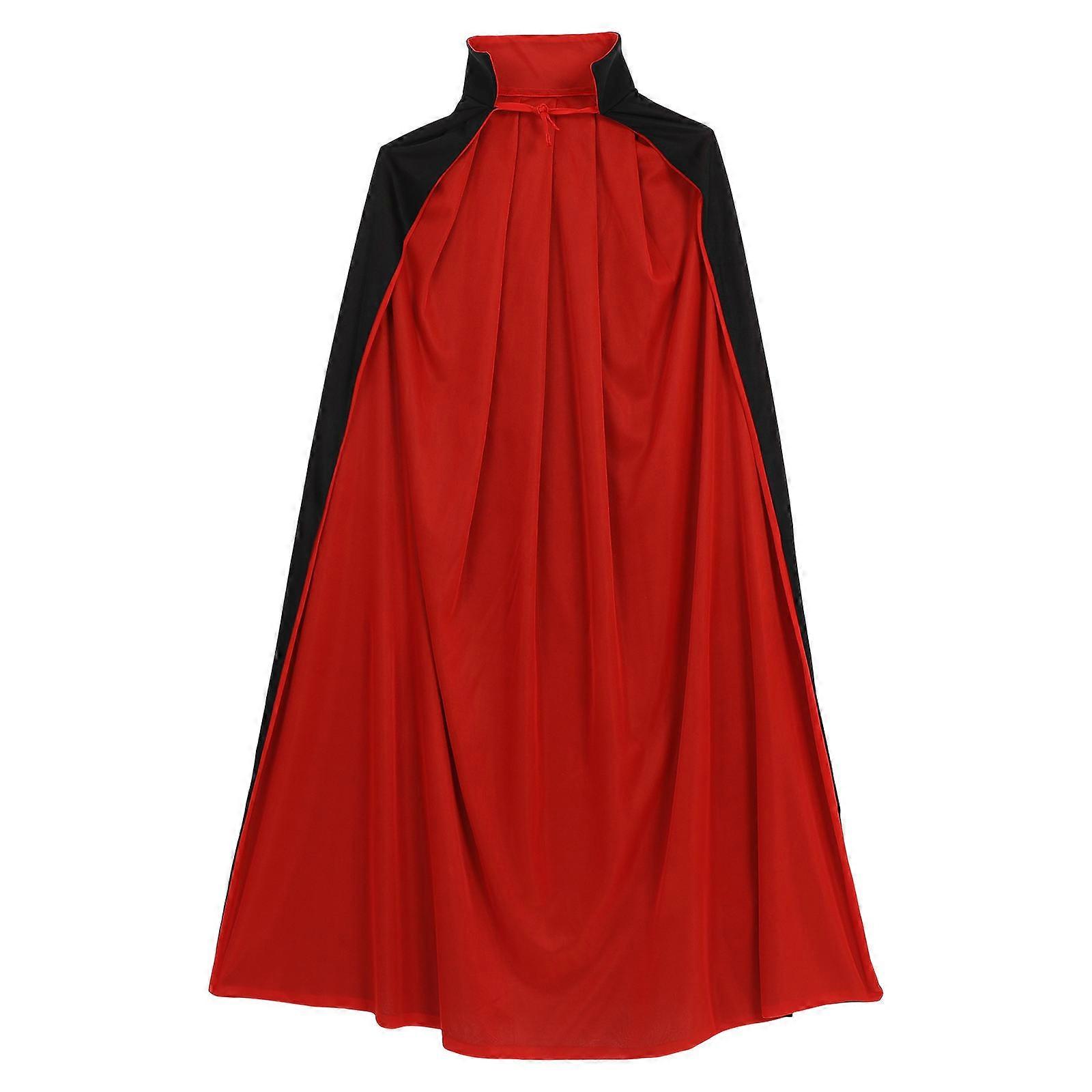 Halloween Outfits Performance Costume Cosplay Cape for Men Black and Red 1.4m Stand Collar Dual-layer Polyester Fiber 1Set