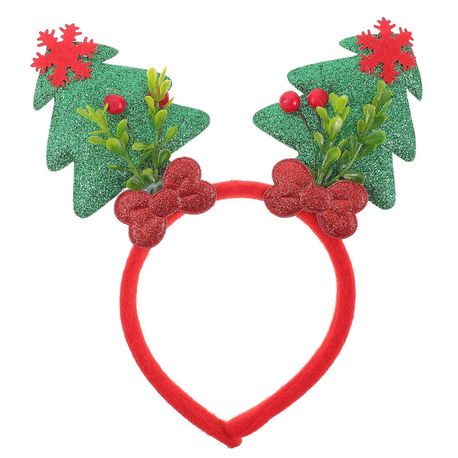 Sparkly Headbands Christmas Tree Design Red Color Nonwoven Material Party Decoration 1Pcs