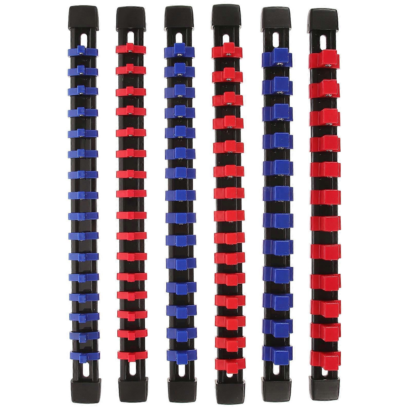 Magnetic Socket Organizer Multipurpose Tool Box Socket Holder Versatile Tool Red 35.00X3.00X2.00CM 6Pcs