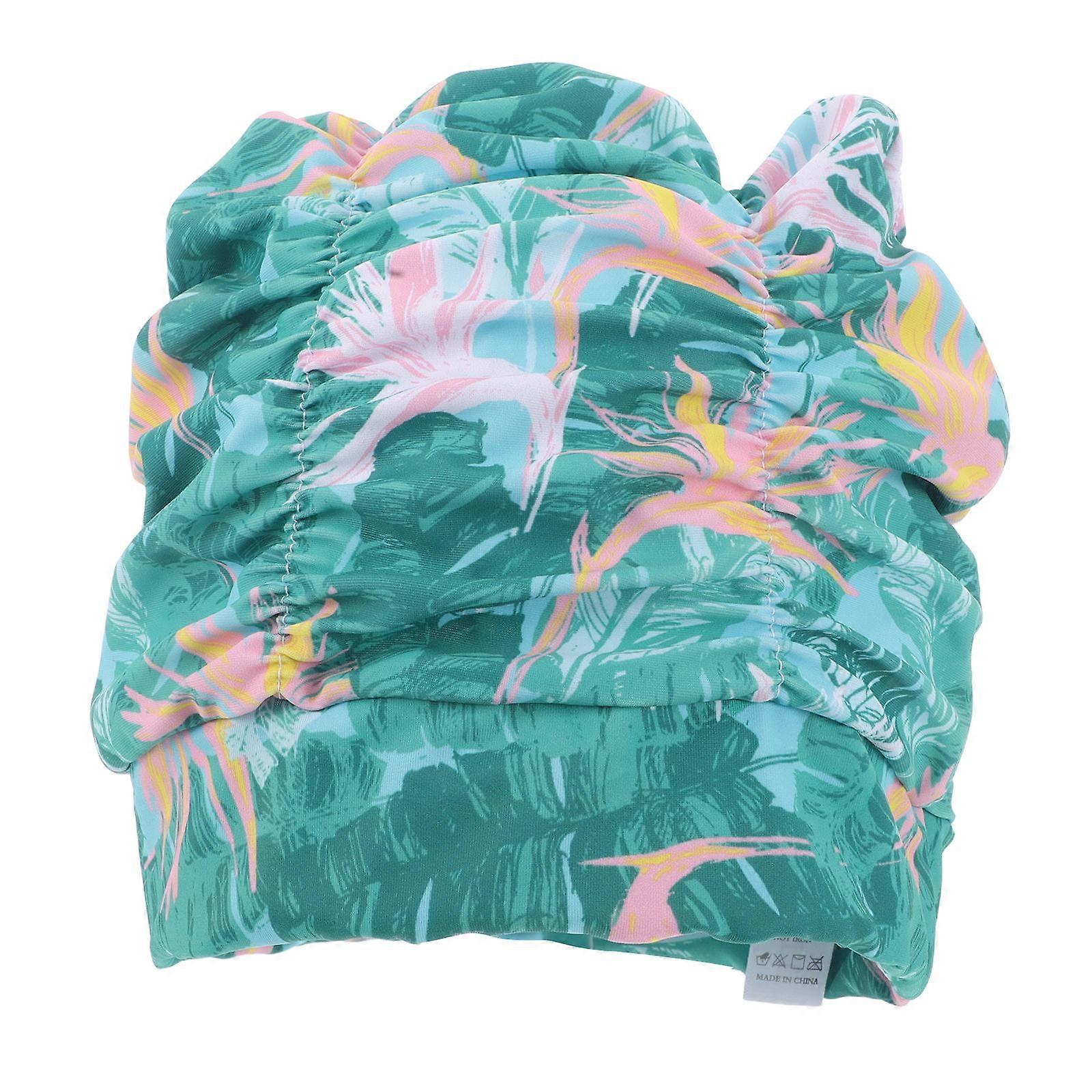 Stylish Printed Fabric Swim Cap for Long Hair – Elastic, Easy Wear Bathing Hat for Adults Unisex Sports Swimming Headwear
