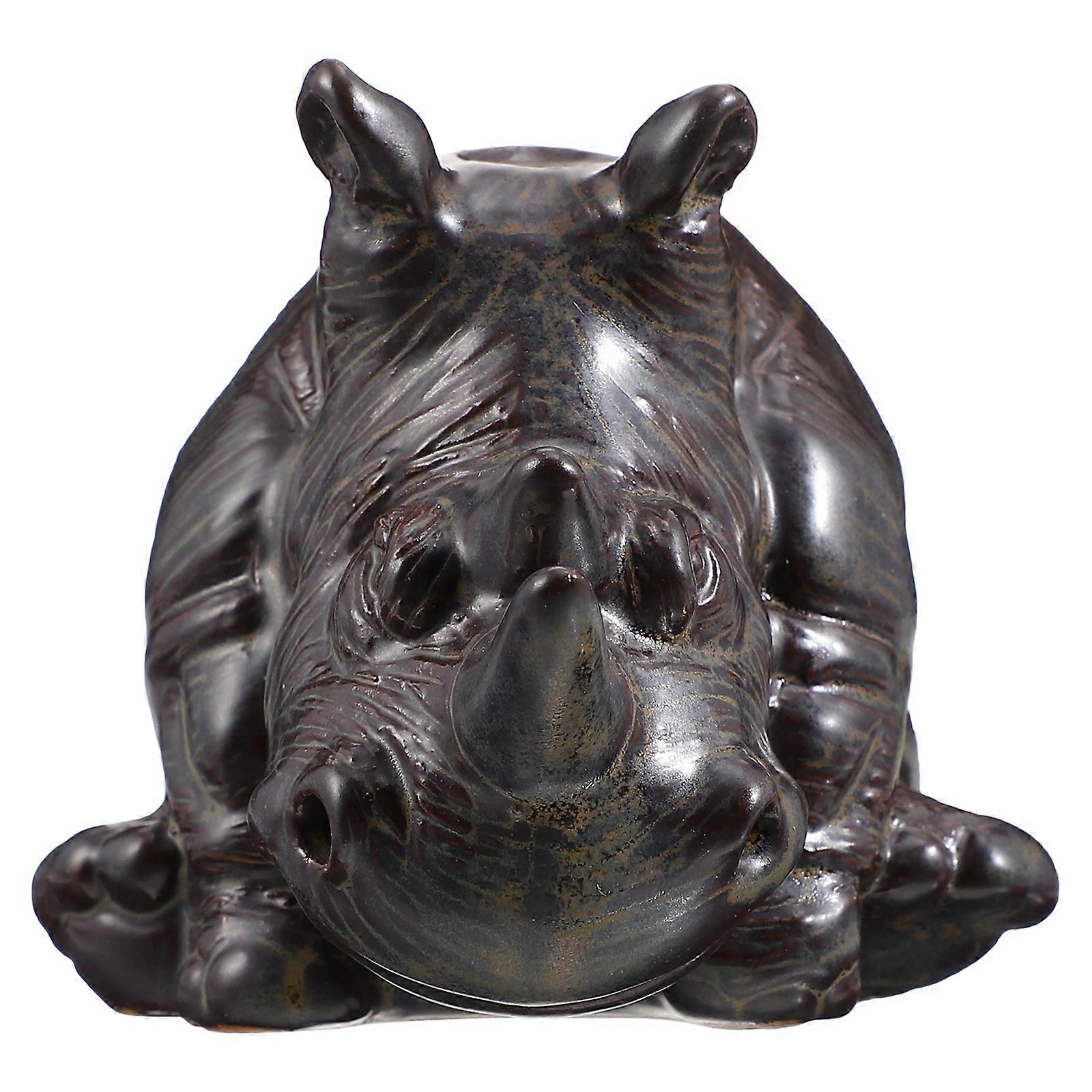 Ceramic Tea Pet Decoration for Yoga Studio Air 10.8x7.5x7.3cm 1Pc