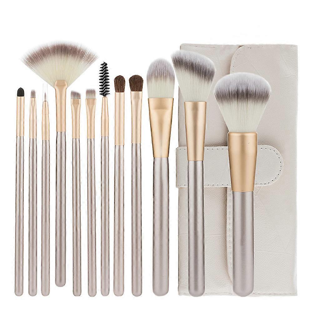 Rice White Makeup Brush Set with Bag – Includes Mascara, Foundation & Blush Brushes for Daily & Professional Face Sculpting, Easy to Clean
