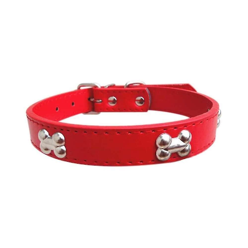 Adjustable Dog Collar Bone Design Pet Padded Pu Leather Collar Pet Eck Strap Wit
