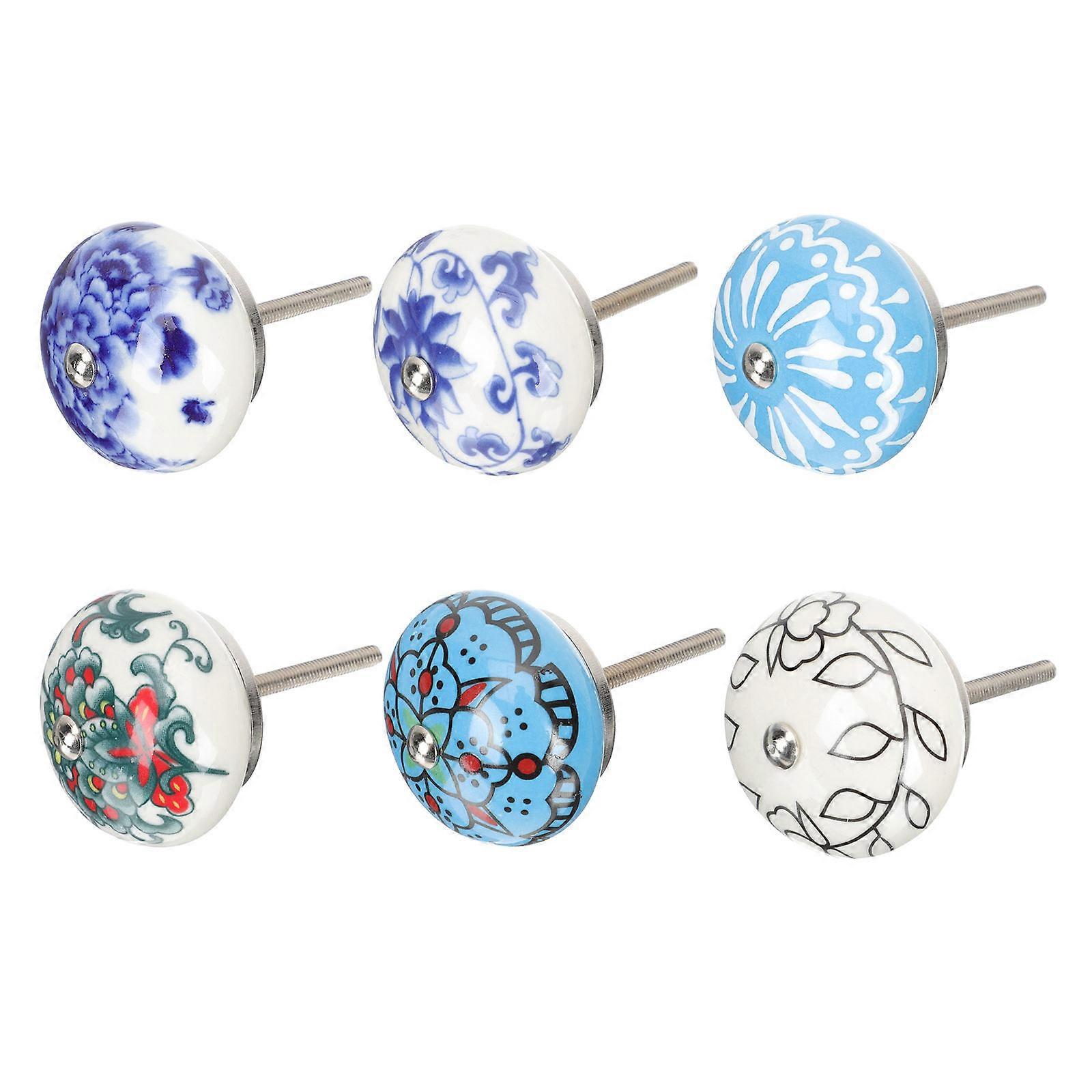 Printing Drawer Knobs Modern Style Furniture Enhancement Assorted Color 6Pcs