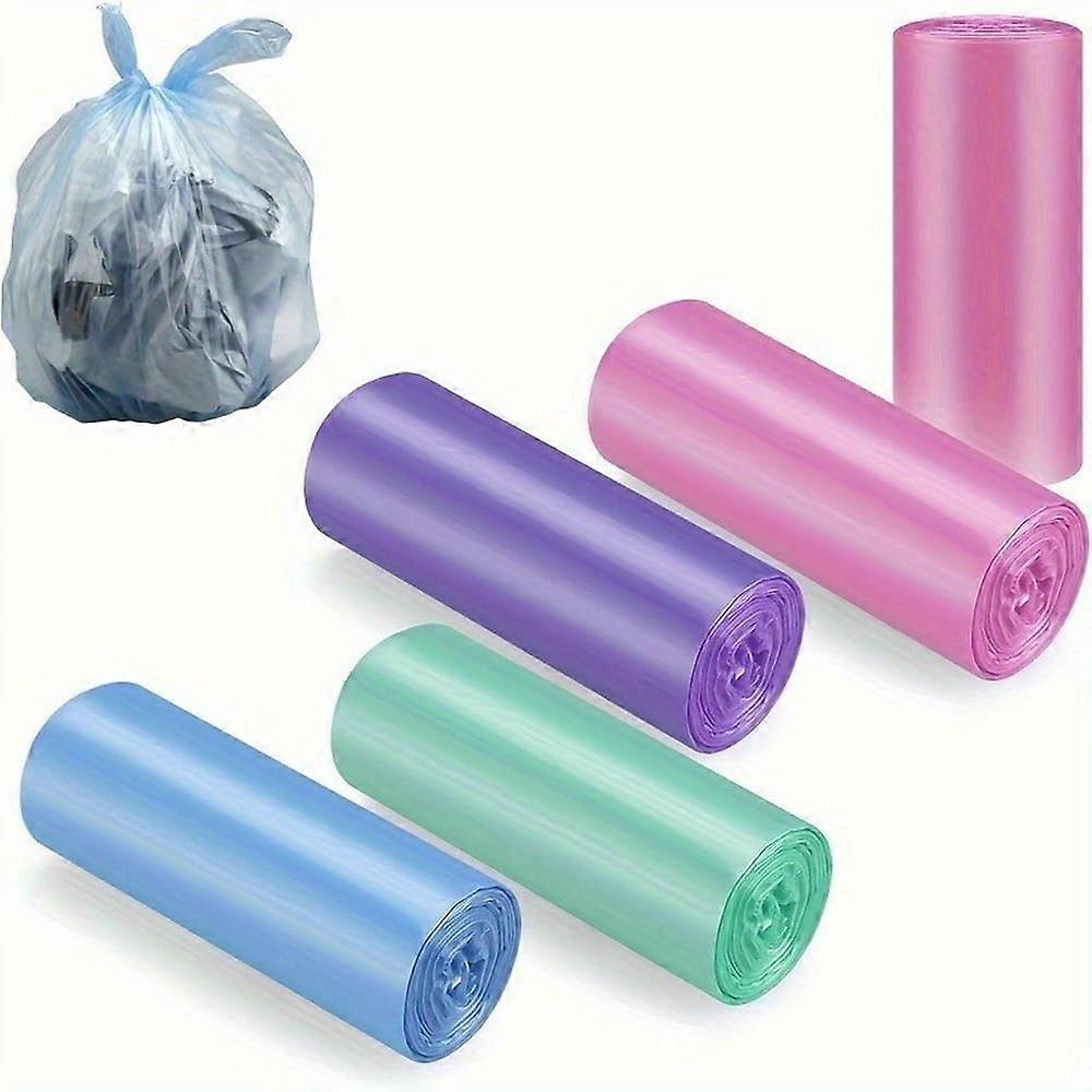 Garbage Bags, Colorful Portable Trash Bags with Handles, Versatile for Office, Bathroom & Home Cleaning, 100 Count/5 Rolls