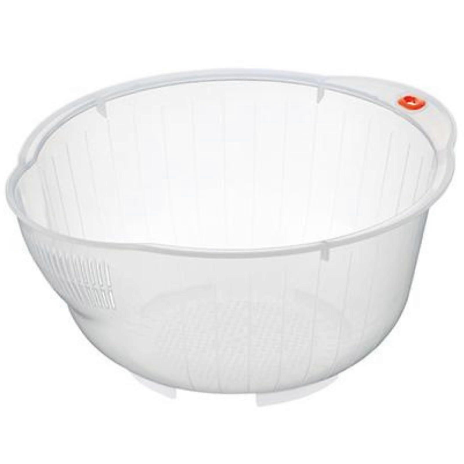 Japanese Rice Washing Bowl with Side and Bottom Drainers, Clear 1